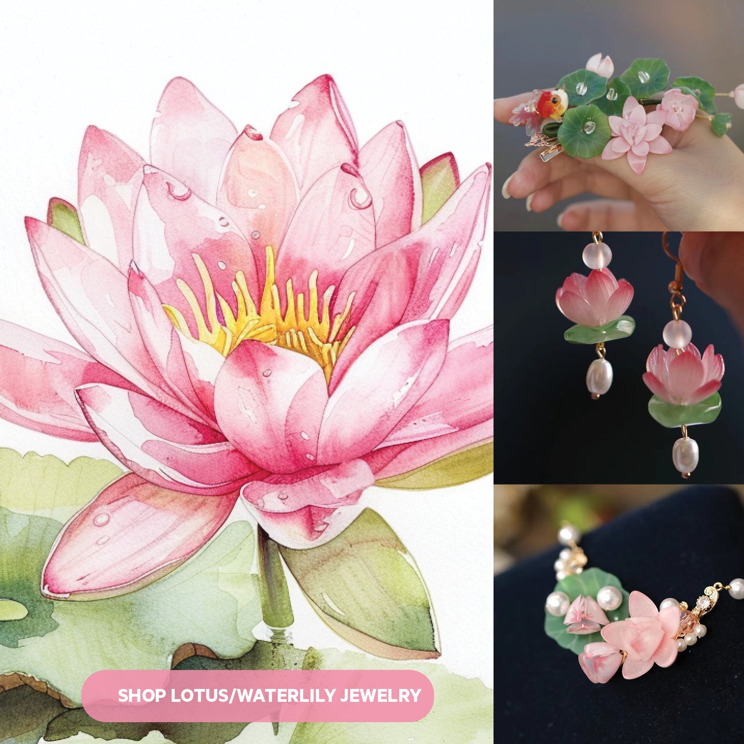 Waterlily - JewelryBlossom
waterlily flower jewelry
waterlily earrings
lotus earrings
lotus jewelry