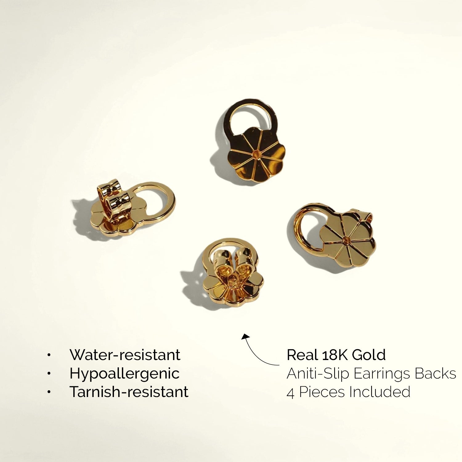 18K - Gold Anti - Slip Earring Back Lifters (4 Pieces)JewelryBlossomuniqueflowerearringsgiftforhermothergiftdaughtergiftbirthdaygiftanniversarygift