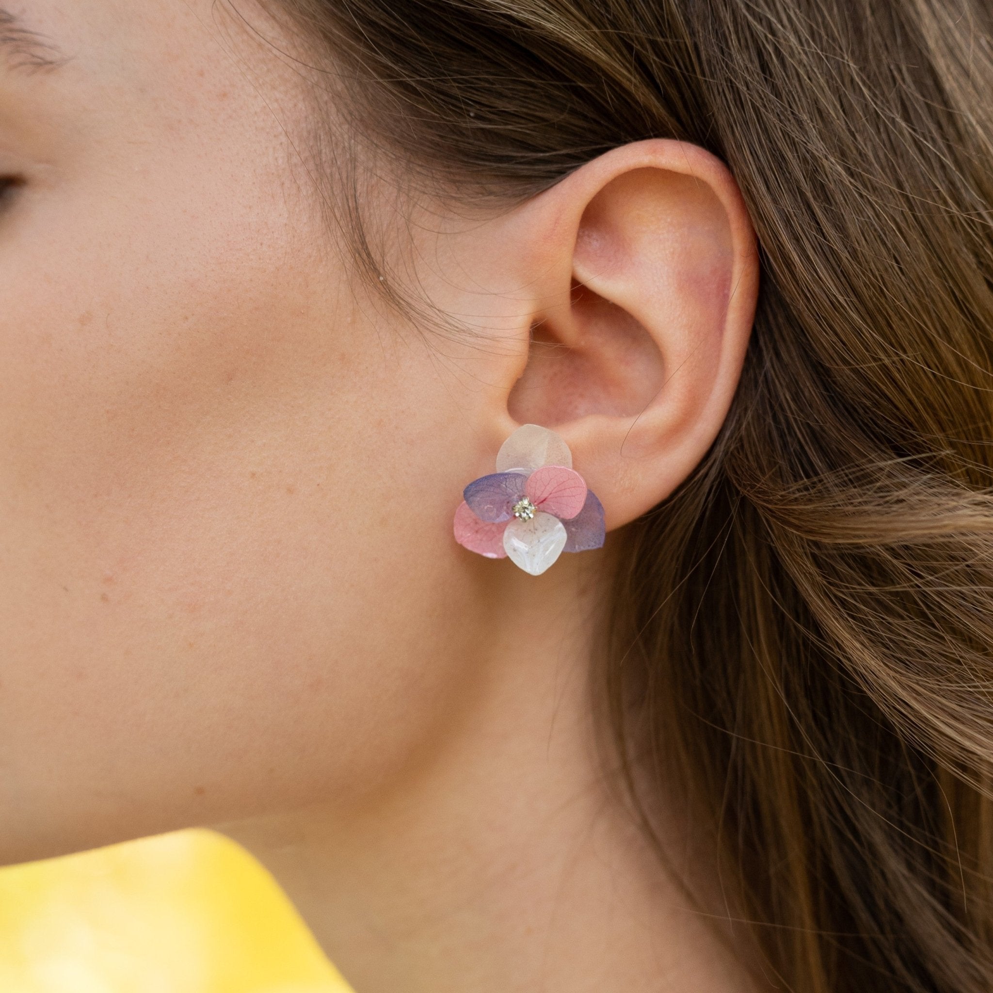 4 - Shade Purple Hydrangea Flowers Stud EarringsEarringsJewelryBlossomuniqueflowerearringsgiftforhermothergiftdaughtergiftbirthdaygiftanniversarygift