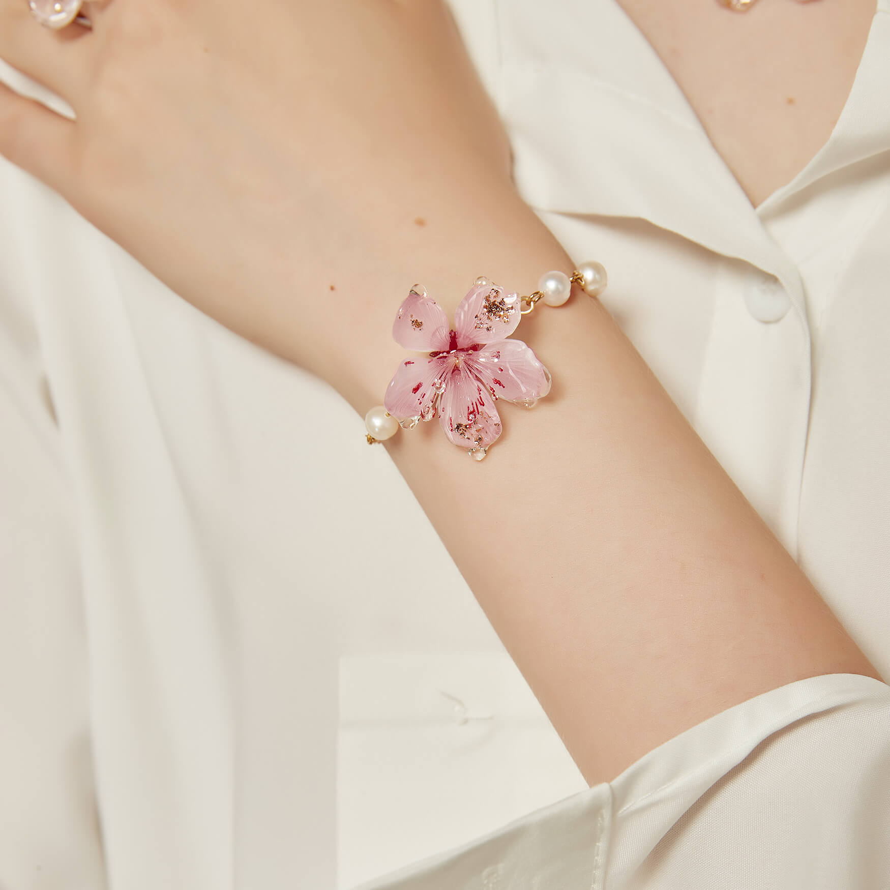 Translucent Classic Cherry BraceletEarringsJewelryBlossomuniqueflowerearringsgiftforhermothergiftdaughtergiftbirthdaygiftanniversarygift