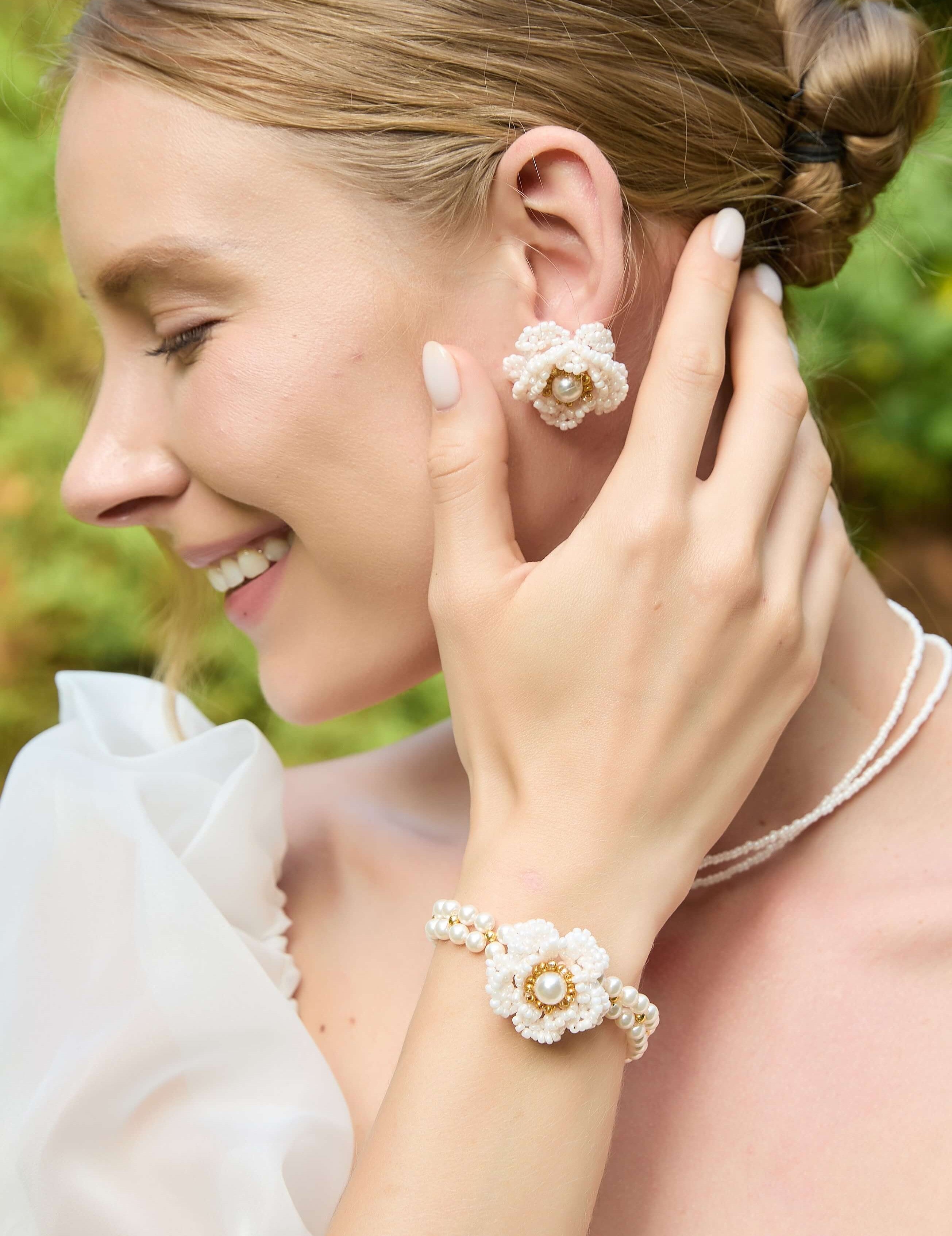 Camellia Pearl Beaded Earrings