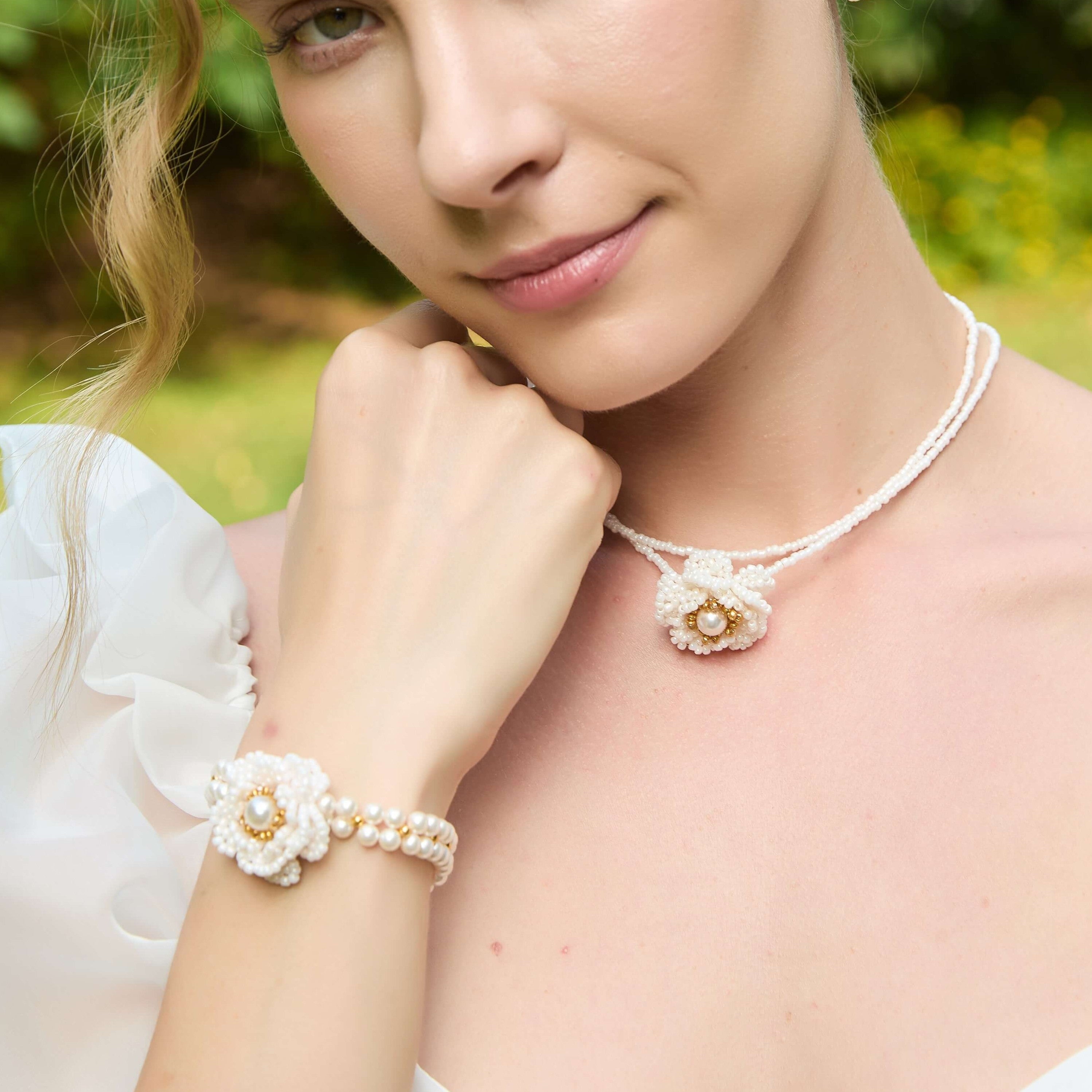 Camellia Pearl Beaded Bracelet