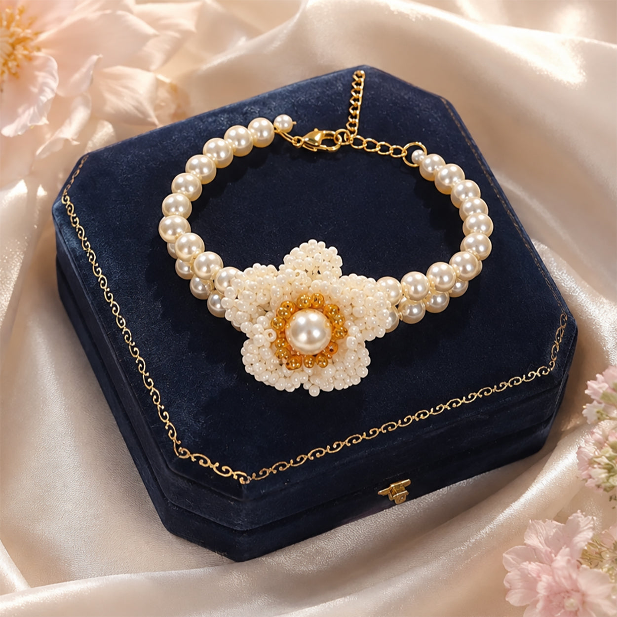 Camellia Pearl Beaded Bracelet