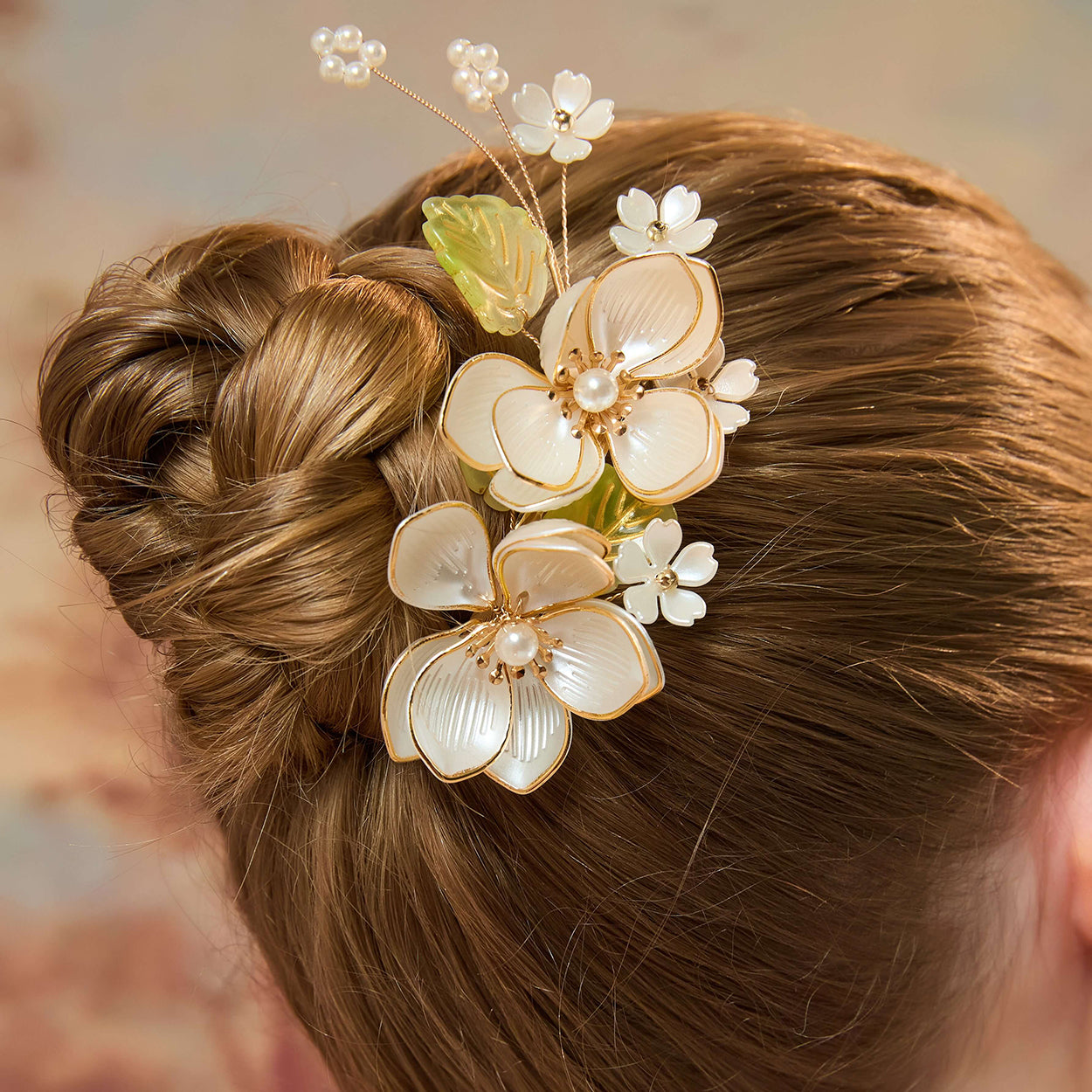 Golden Magnolia Pearl Barrette