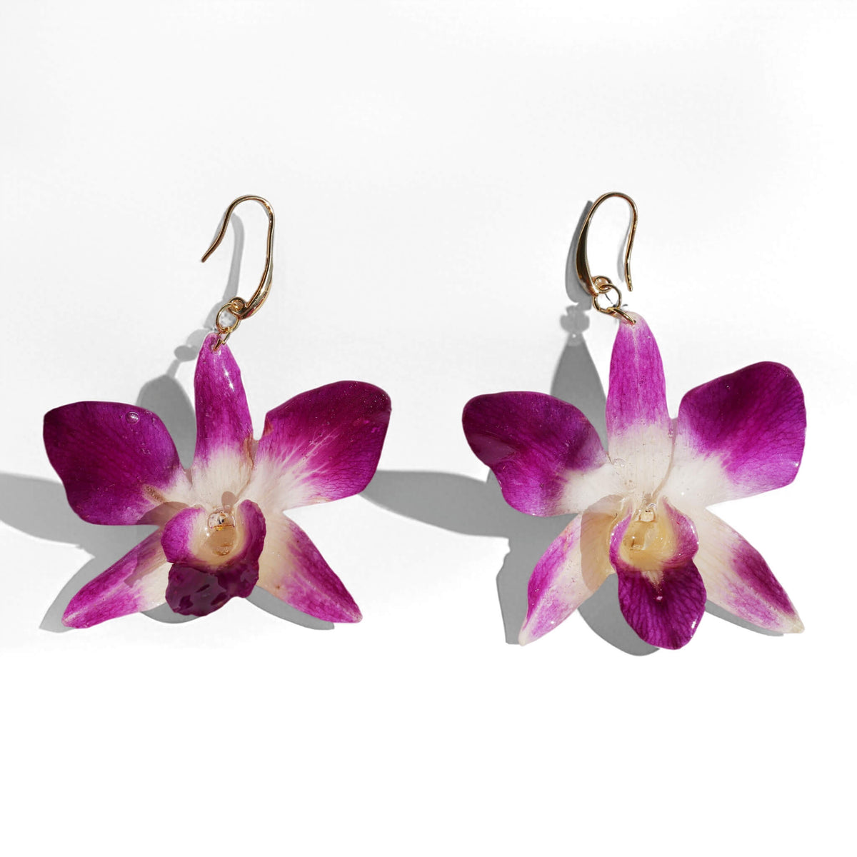 *Real Flower* Large Orchid Drop Earrings