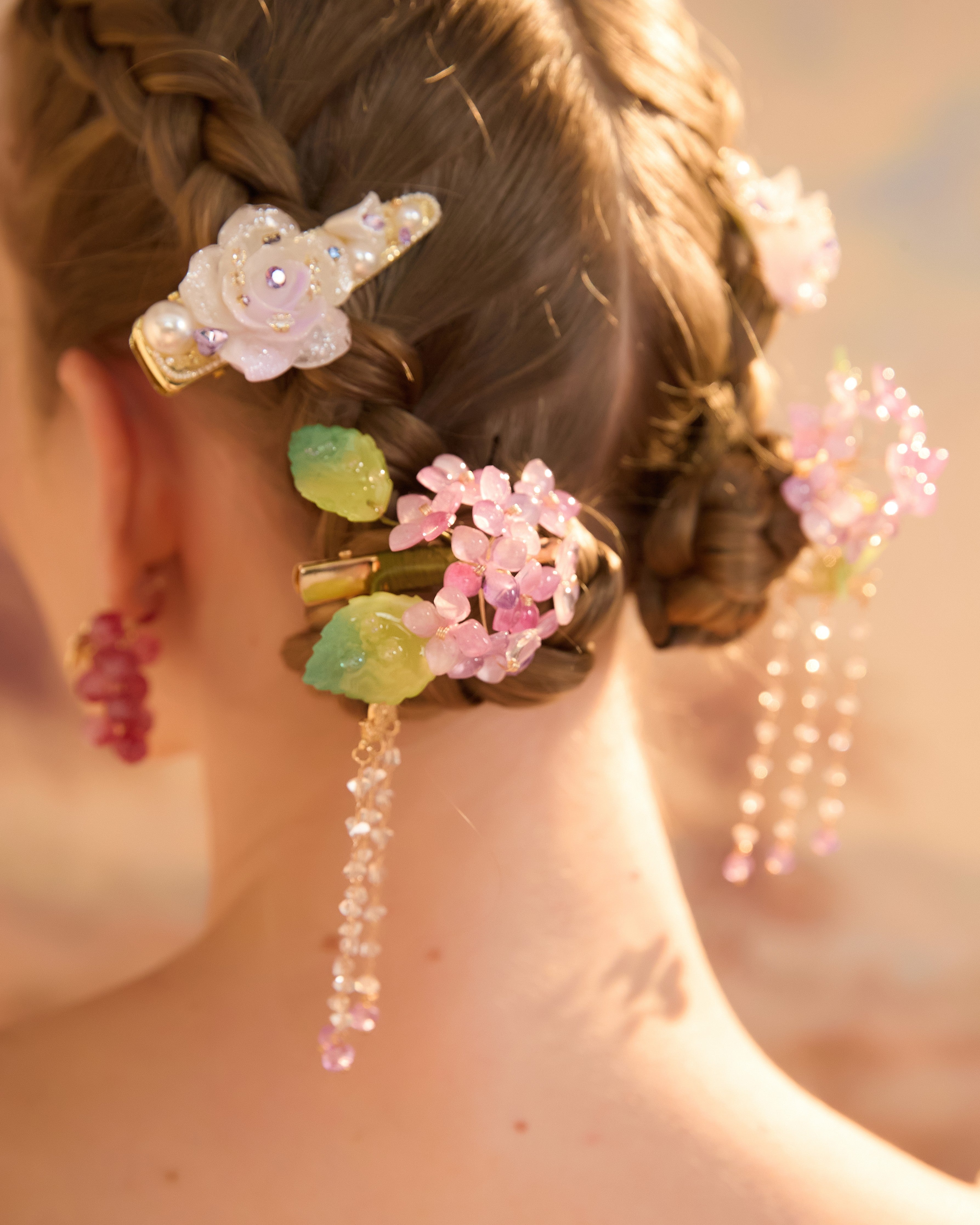 Lilac Hydrangea Tassel Hair Clips (2-Piece Set)