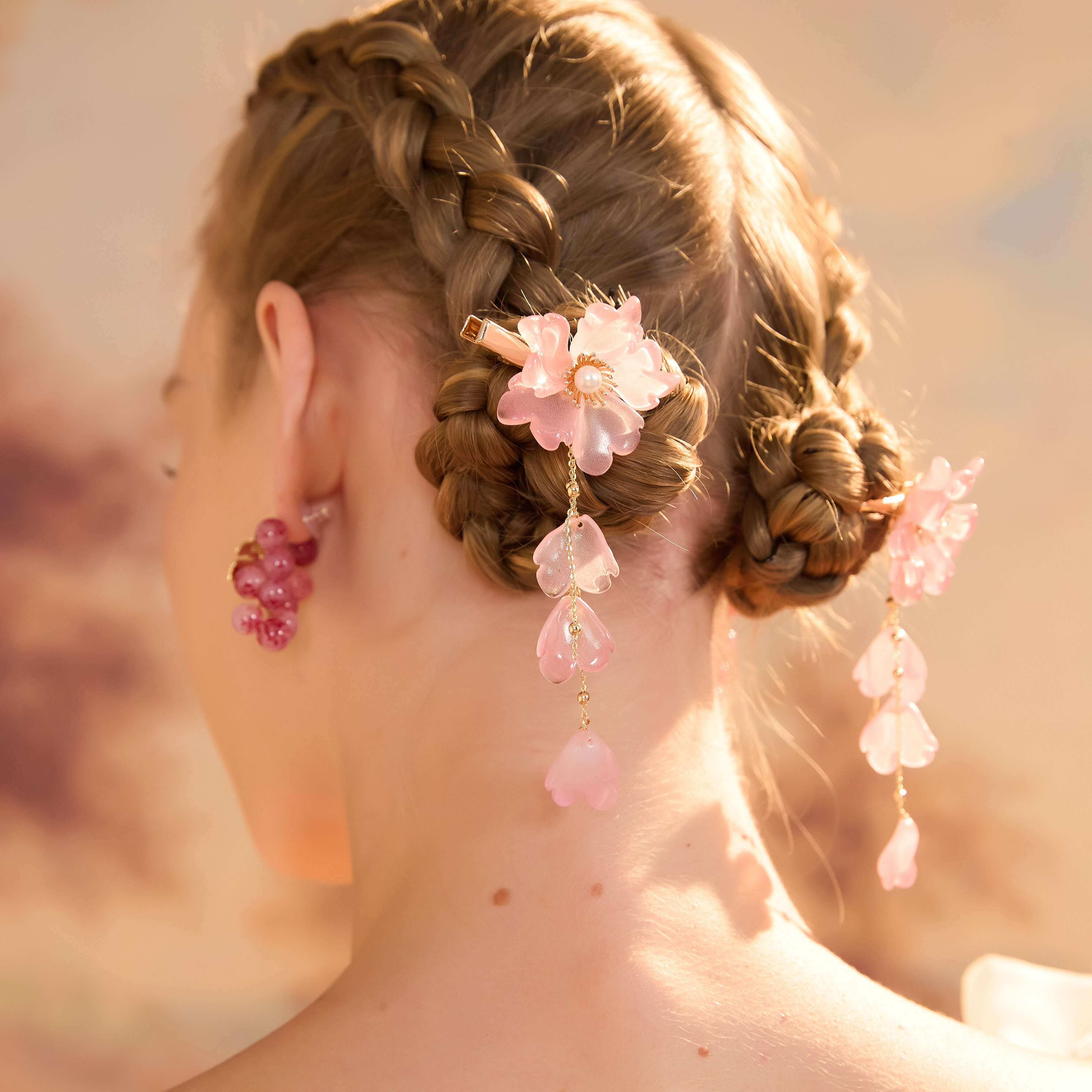 Rose Petal Cascade Hair Clip(2-Piece Set)