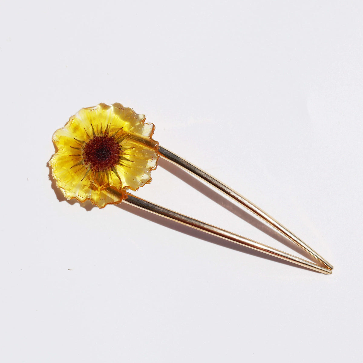 *Real Flower* Sunflower Resin French Hair Pin