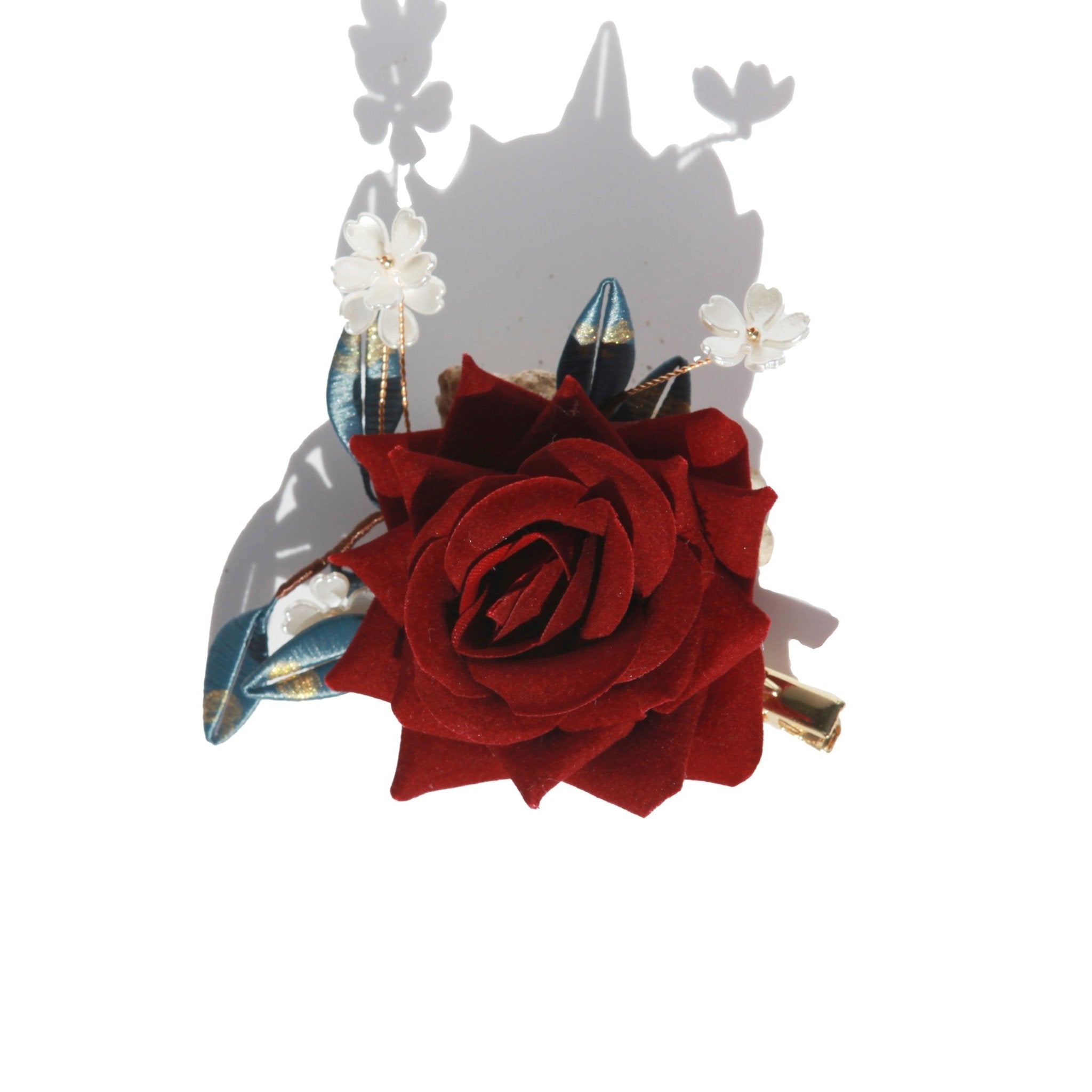Alec's Red Rose Hair ClipHair ClipsJewelryBlossomuniqueflowerearringsgiftforhermothergiftdaughtergiftbirthdaygiftanniversarygift