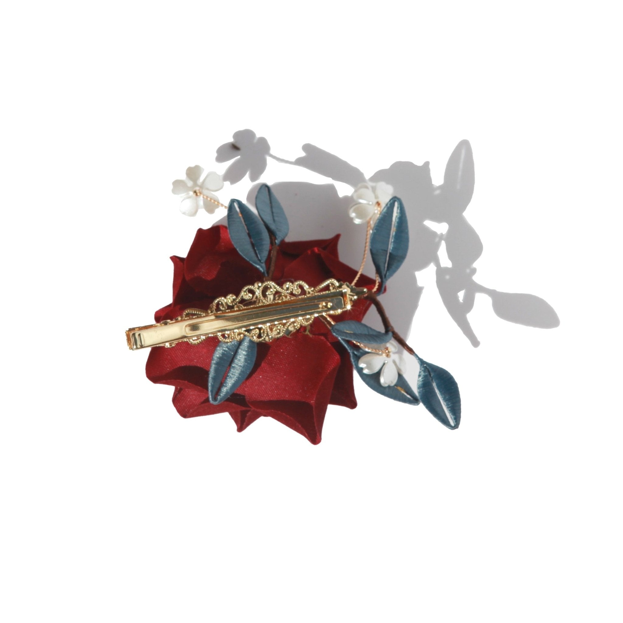 Alec's Red Rose Hair ClipHair ClipsJewelryBlossomuniqueflowerearringsgiftforhermothergiftdaughtergiftbirthdaygiftanniversarygift