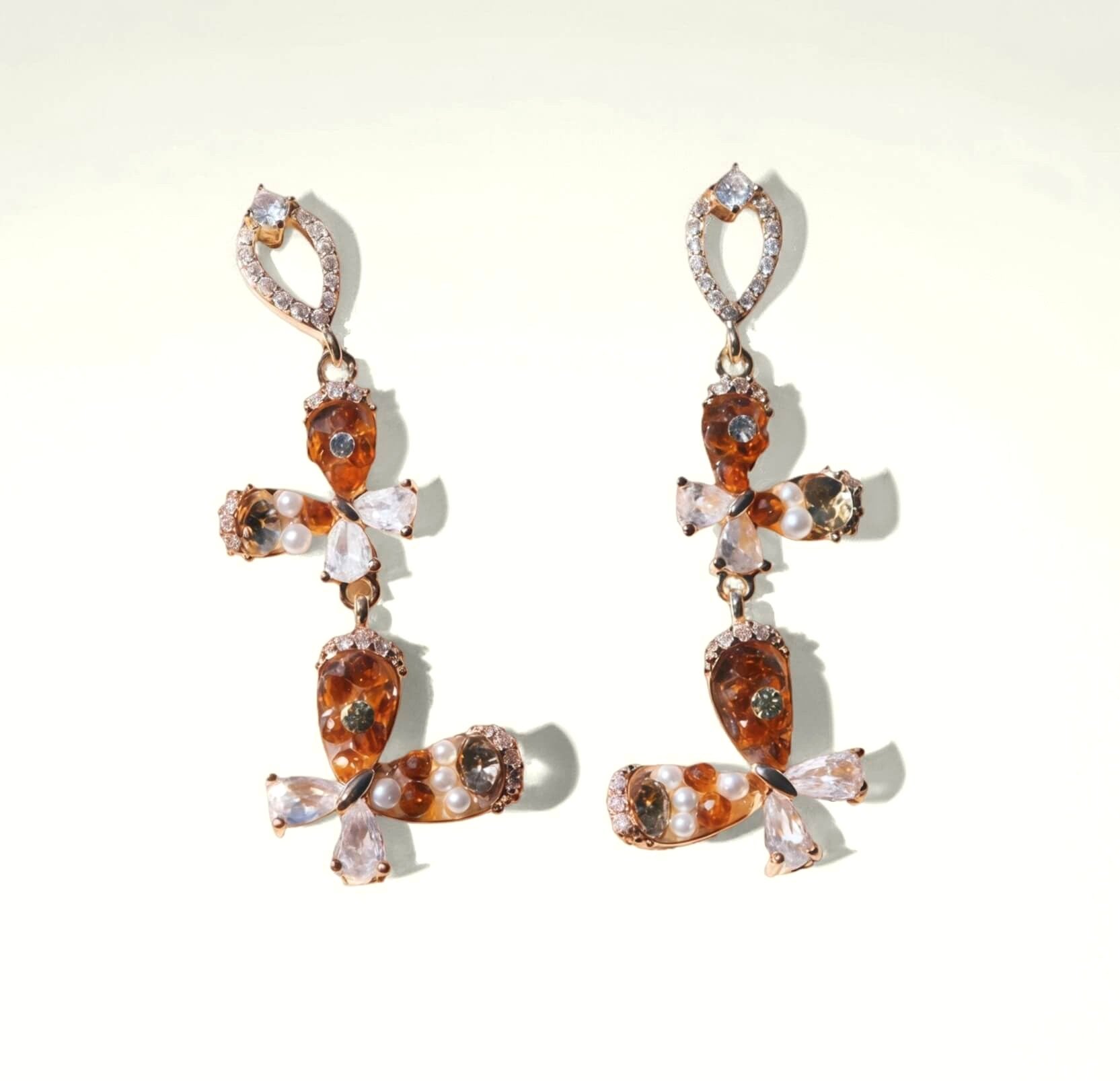 Amber Bloom Butterfly EarringsEarringsJewelryBlossomuniqueflowerearringsgiftforhermothergiftdaughtergiftbirthdaygiftanniversarygift