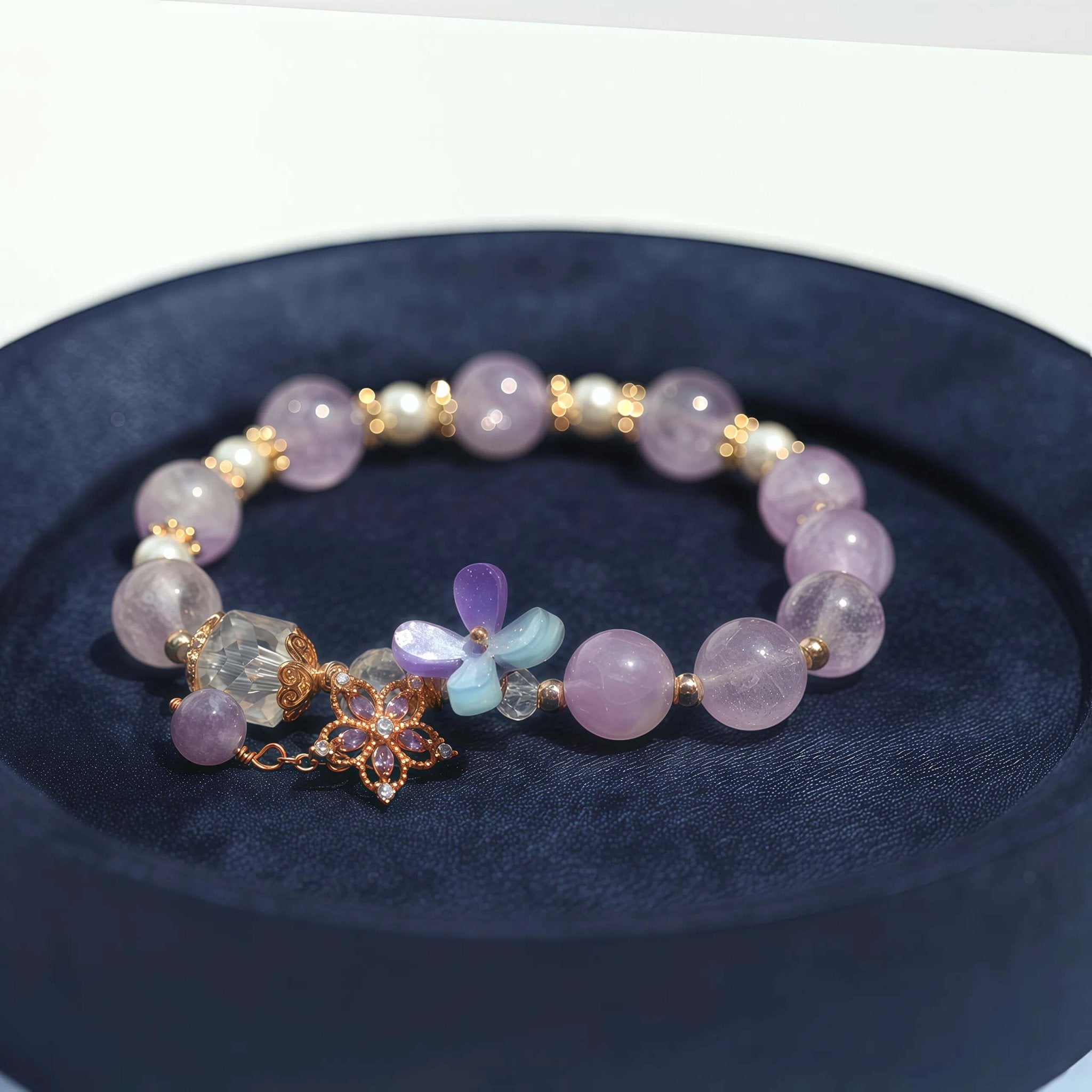 Amethyst Crystal Hydrangea Flower Charm BraceletBraceletJewelryBlossomuniqueflowerearringsgiftforhermothergiftdaughtergiftbirthdaygiftanniversarygift