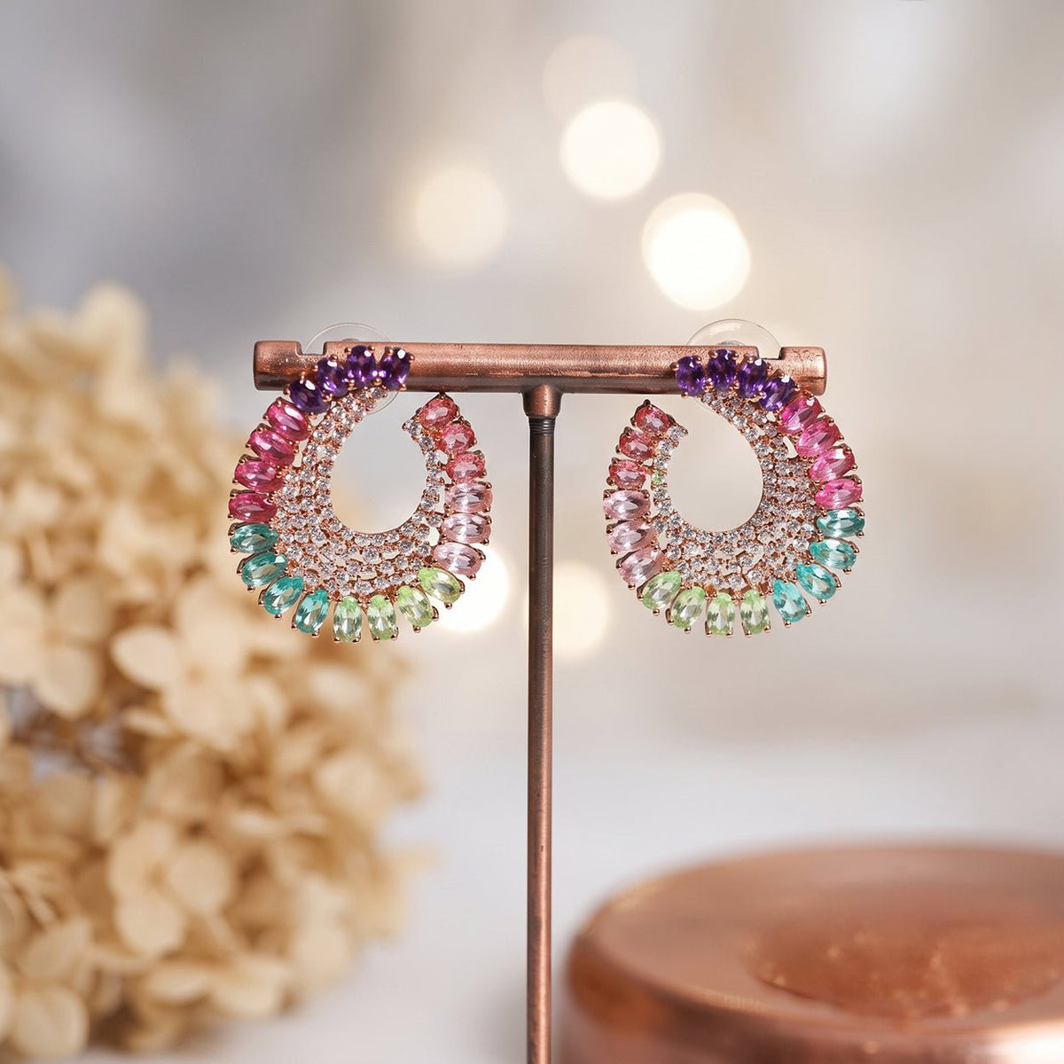 Amethyst Garden Crescent Swirl Earrings Earrings JewelryBlossom #flowerjewelry# #weddingjewelry# #bridaljewelry# #weddinggift# #bridemaidgift##giftforher# #mothergift# #daughtergift# #birthdaygift# #anniversarygi