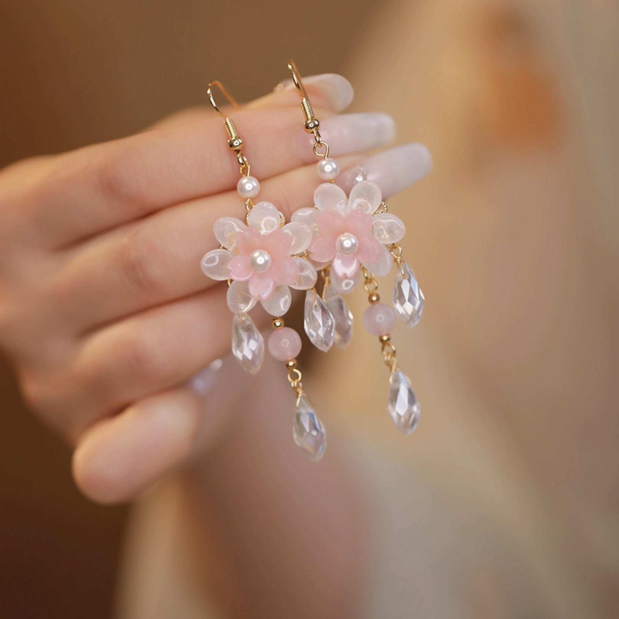 Aurora Cherry Charm Crystal EarringsEarringsJewelryBlossomuniqueflowerearringsgiftforhermothergiftdaughtergiftbirthdaygiftanniversarygift