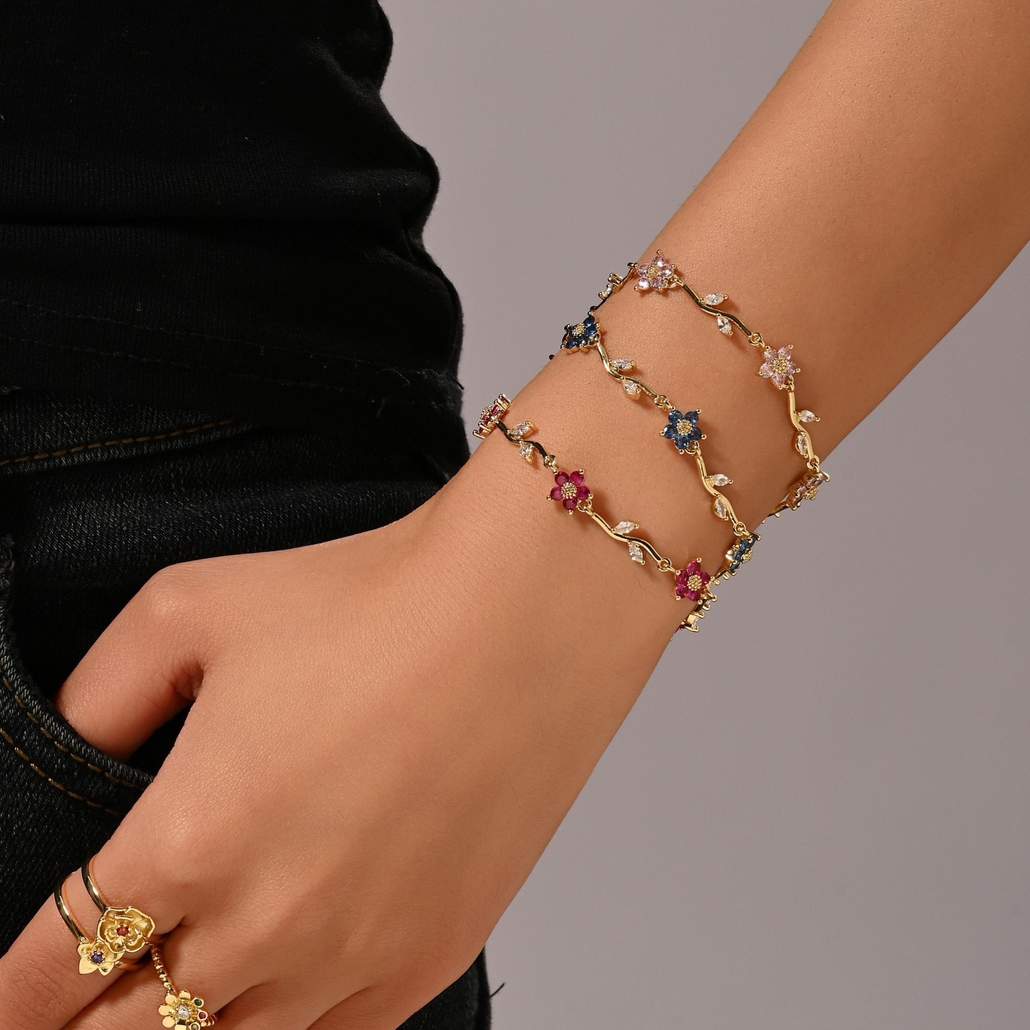 Aurora Petal Zircon Crystal BraceletBraceletJewelryBlossomuniqueflowerearringsgiftforhermothergiftdaughtergiftbirthdaygiftanniversarygift