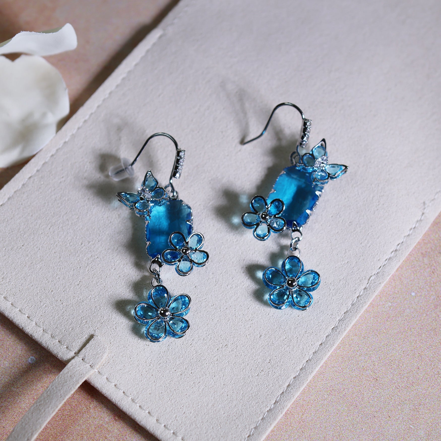 Azure Bloom Chandelier EarringsEarringsJewelryBlossomuniqueflowerearringsgiftforhermothergiftdaughtergiftbirthdaygiftanniversarygift
