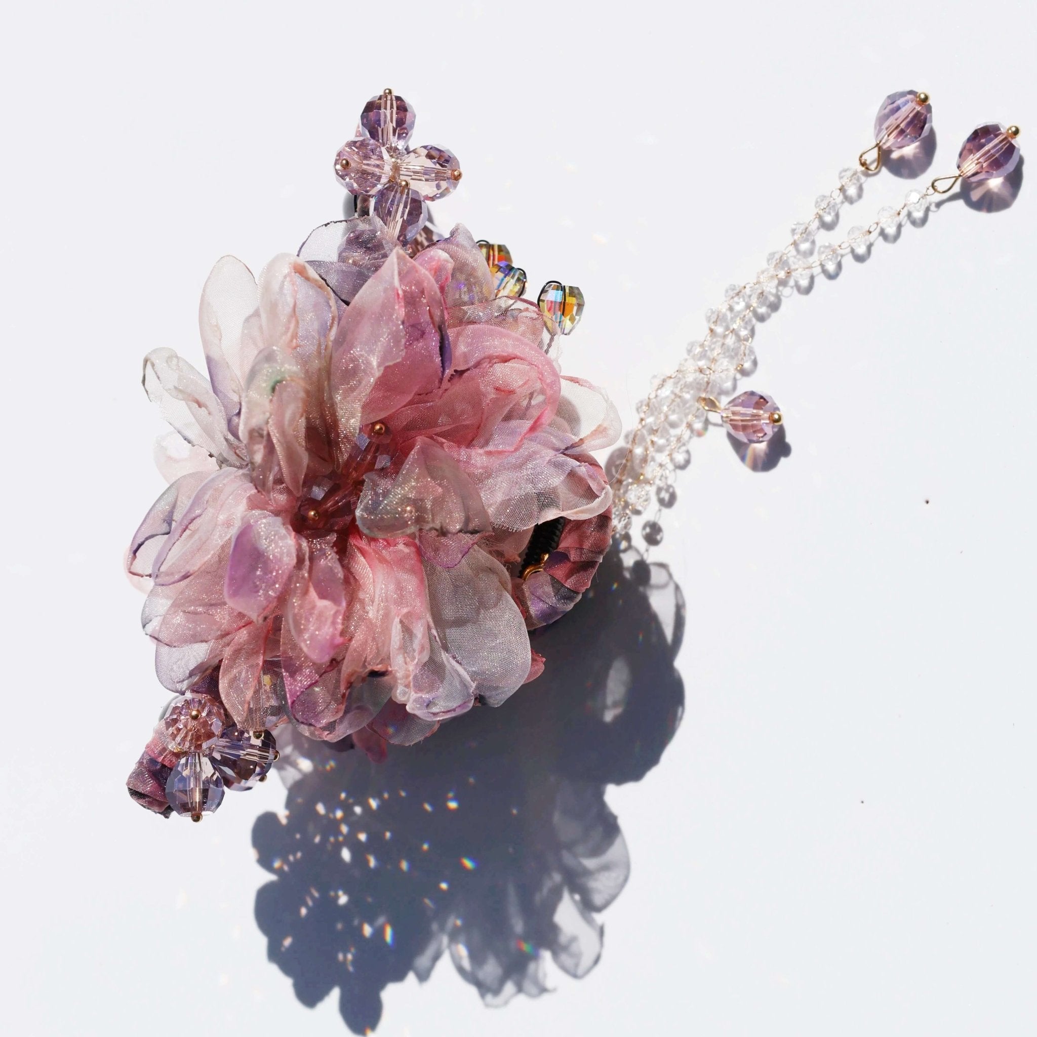 Ballet Rose Chiffon Tassel Bloom Claw hair claws JewelryBlossom flowerjewelry weddingjewelry bridaljewelry weddinggift bridemaidgiftgiftforher mothergift daughtergift birthdaygift anniversarygi