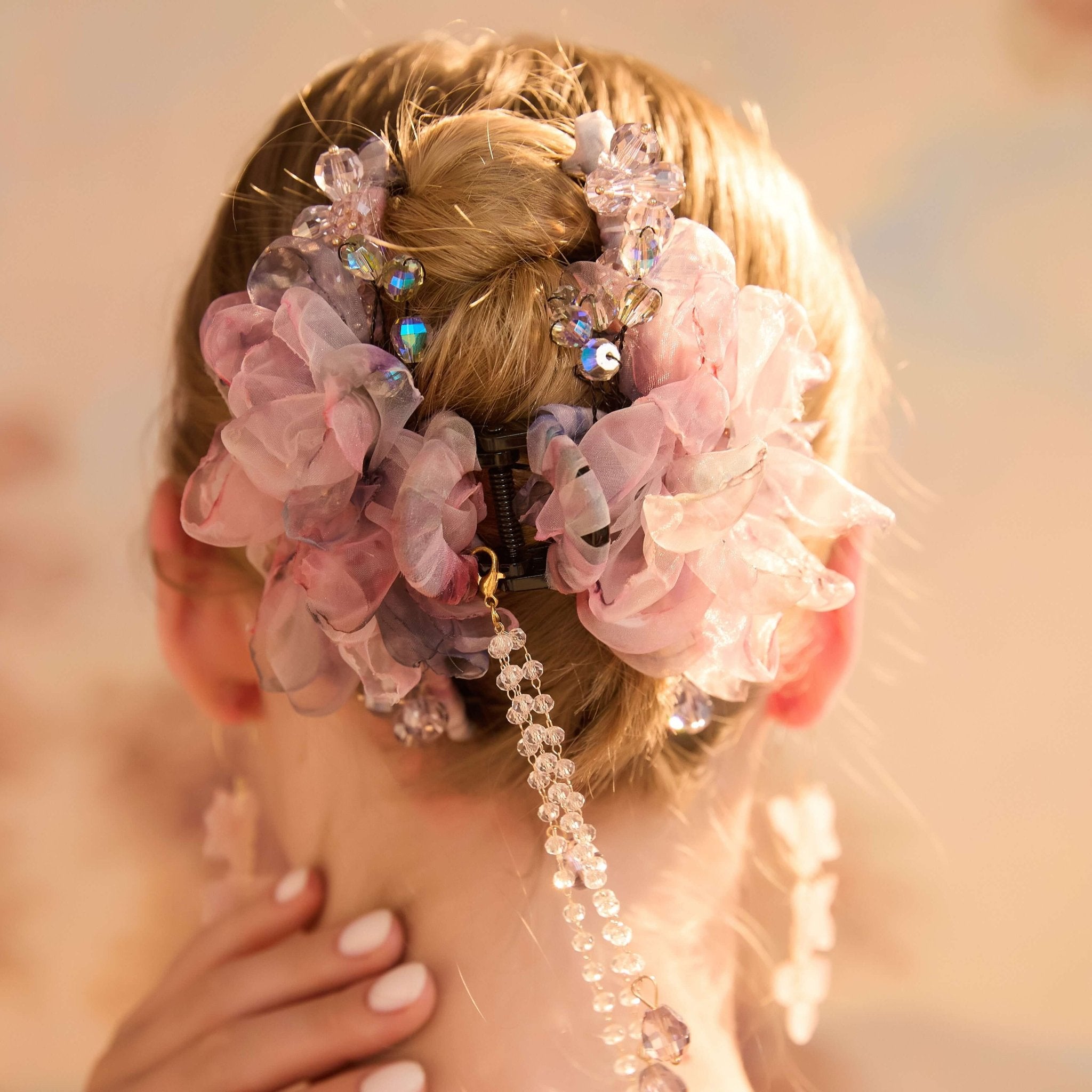 Ballet Rose Chiffon Tassel Bloom Claw hair claws JewelryBlossom flowerjewelry weddingjewelry bridaljewelry weddinggift bridemaidgiftgiftforher mothergift daughtergift birthdaygift anniversarygi