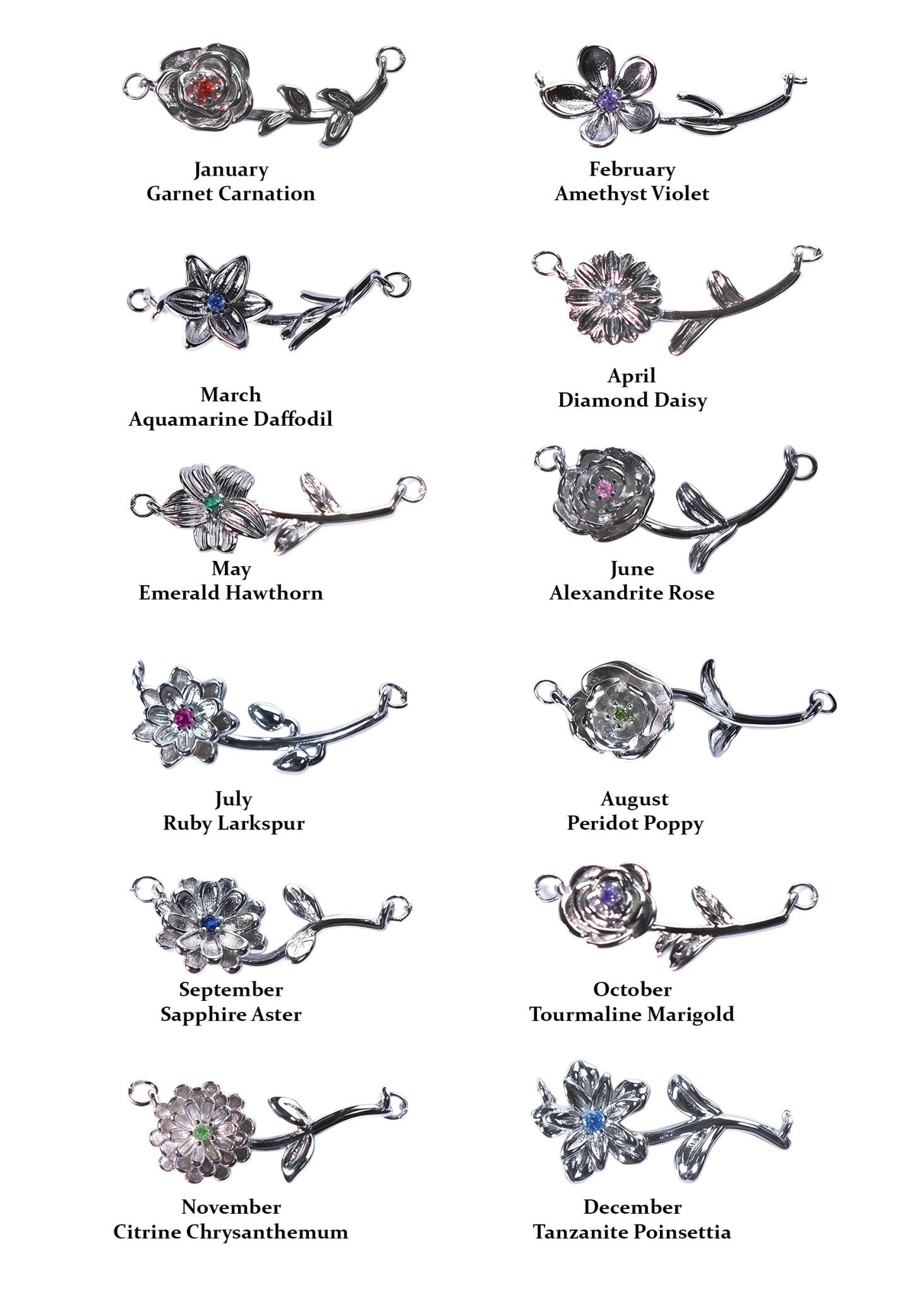 Birth Flower Silver BraceletsBraceletJewelryBlossomuniqueflowerearringsgiftforhermothergiftdaughtergiftbirthdaygiftanniversarygift