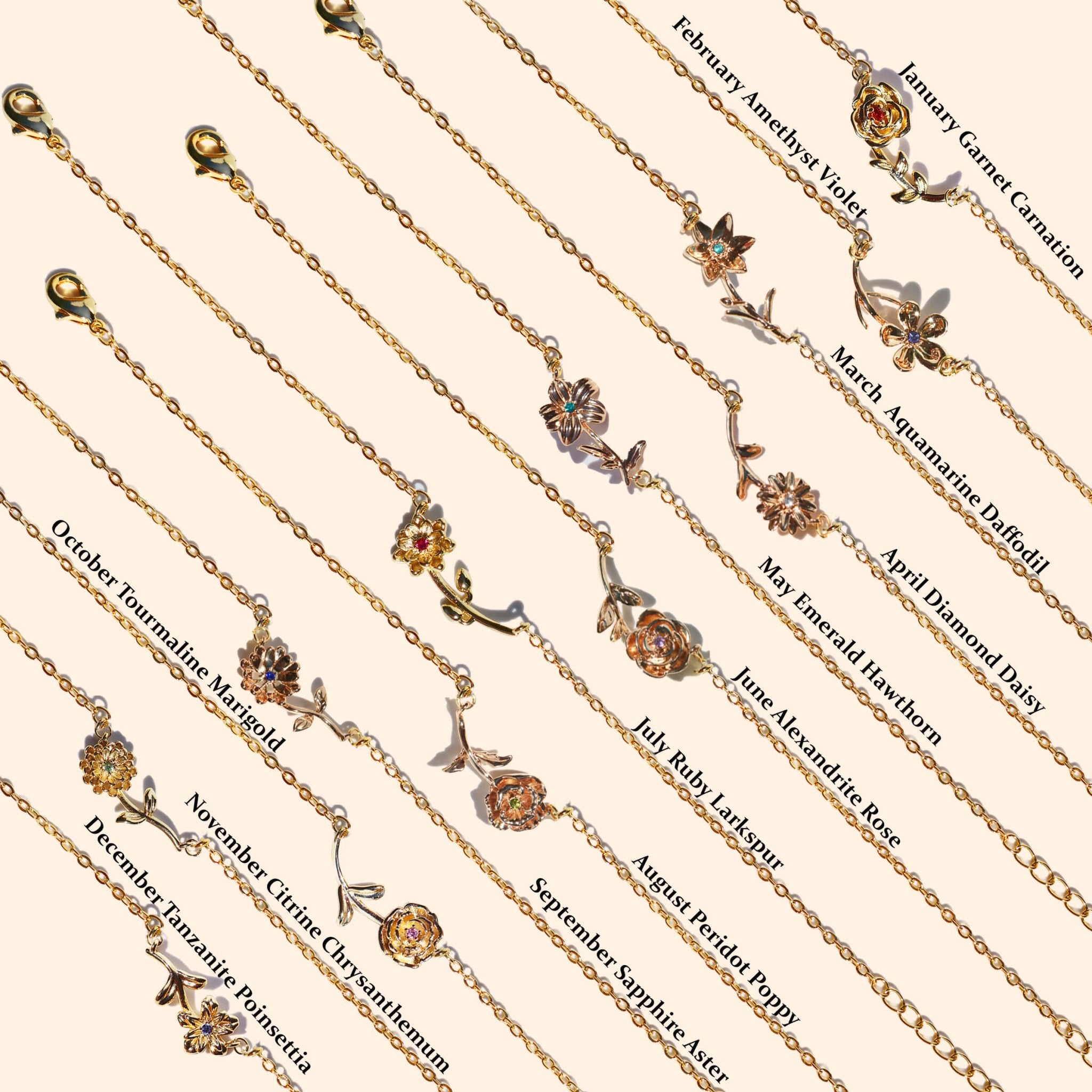 Birth Month Flowers & Birthstone BraceletsBraceletJewelryBlossomuniqueflowerearringsgiftforhermothergiftdaughtergiftbirthdaygiftanniversarygift
