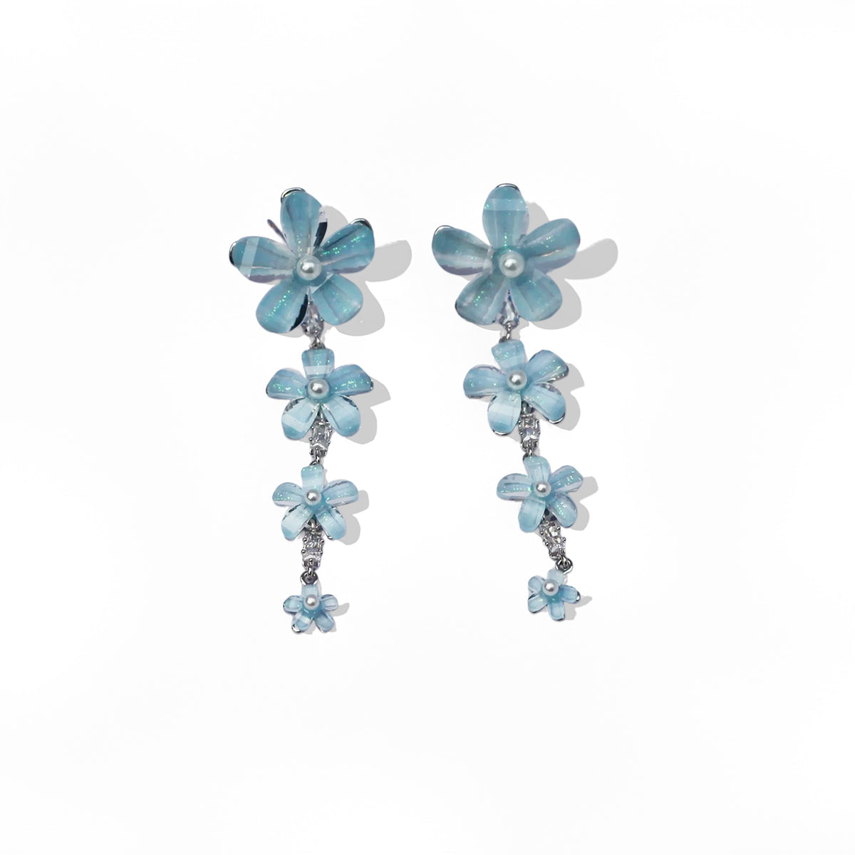 Aqua Sakura Shimmer Cascade Earrings