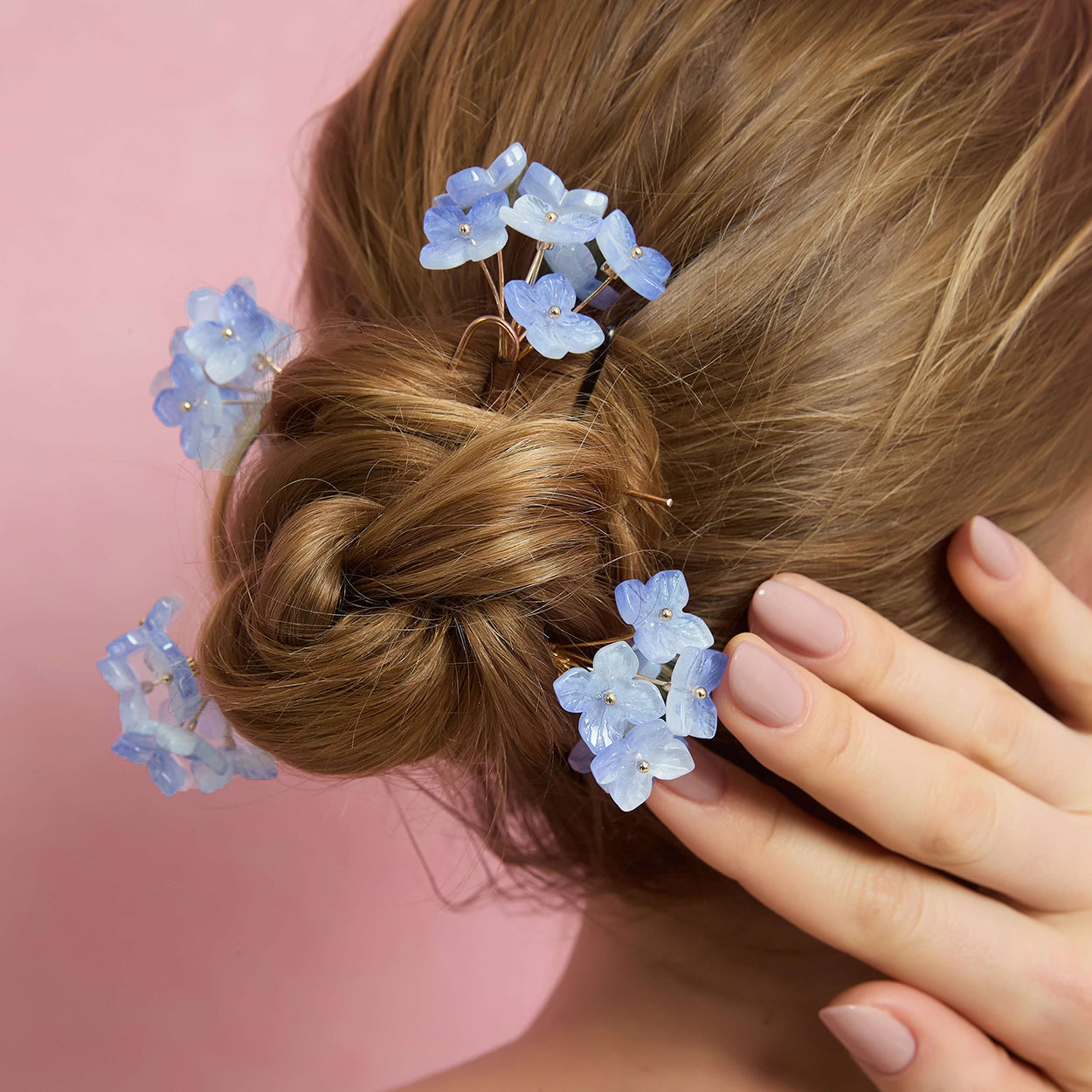 Azure Mist Hydrangea Hair Pins 4-Piece Set