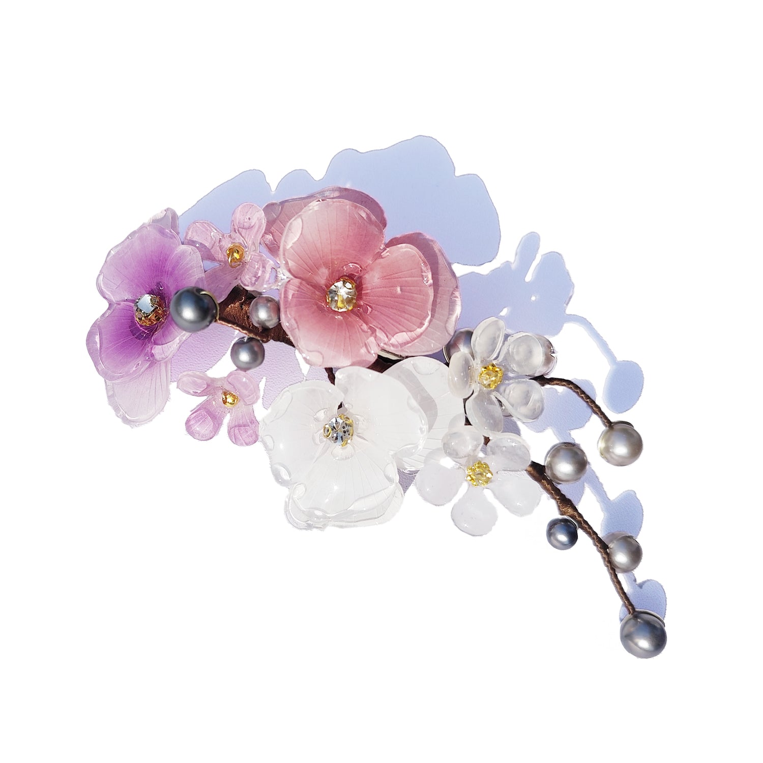 Blush Orchid Garden Barrette Hair ClipHAIRJewelryBlossomuniqueflowerearringsgiftforhermothergiftdaughtergiftbirthdaygiftanniversarygift