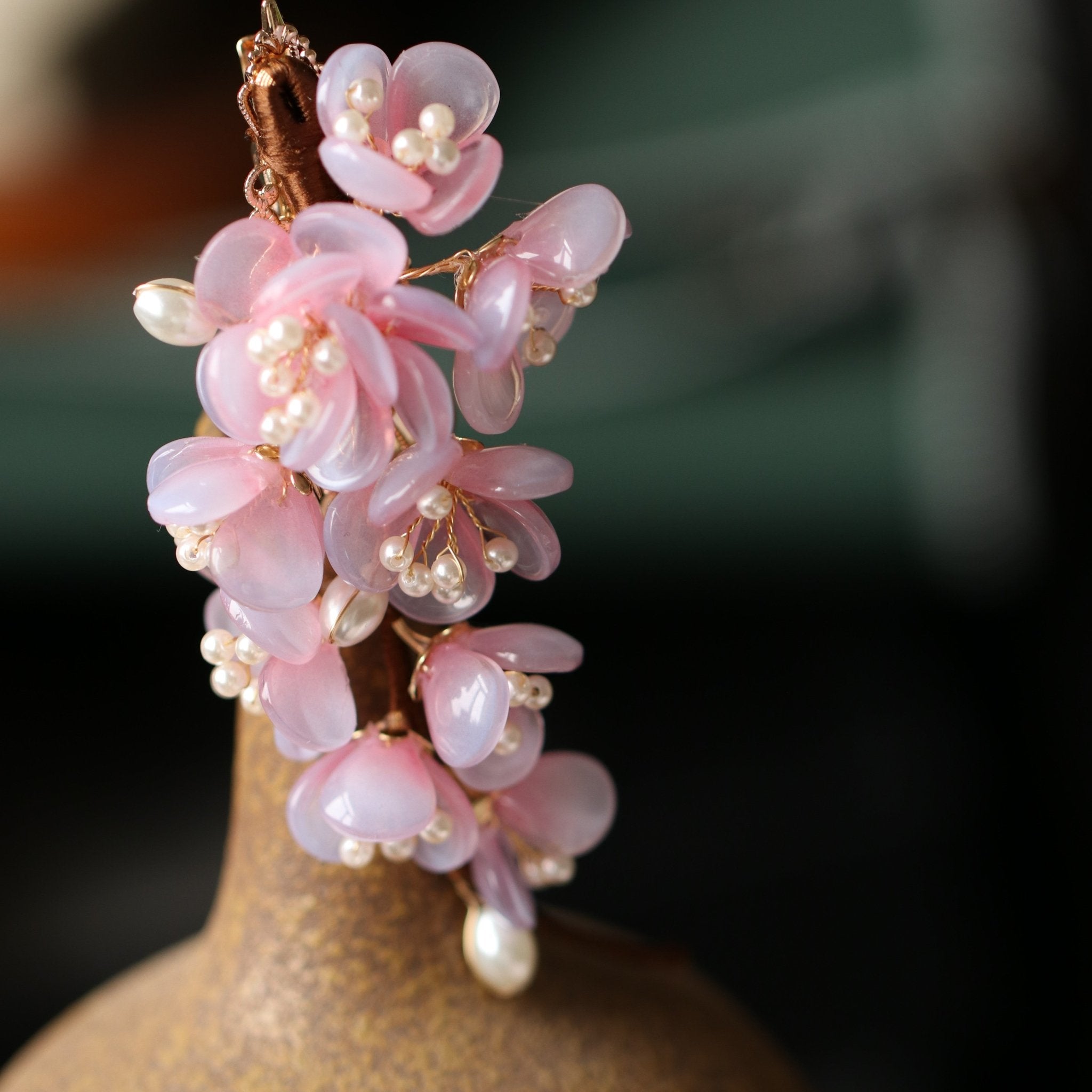 Blush Petal Rain Hair ClipHair ClipsJewelryBlossomuniqueflowerearringsgiftforhermothergiftdaughtergiftbirthdaygiftanniversarygift