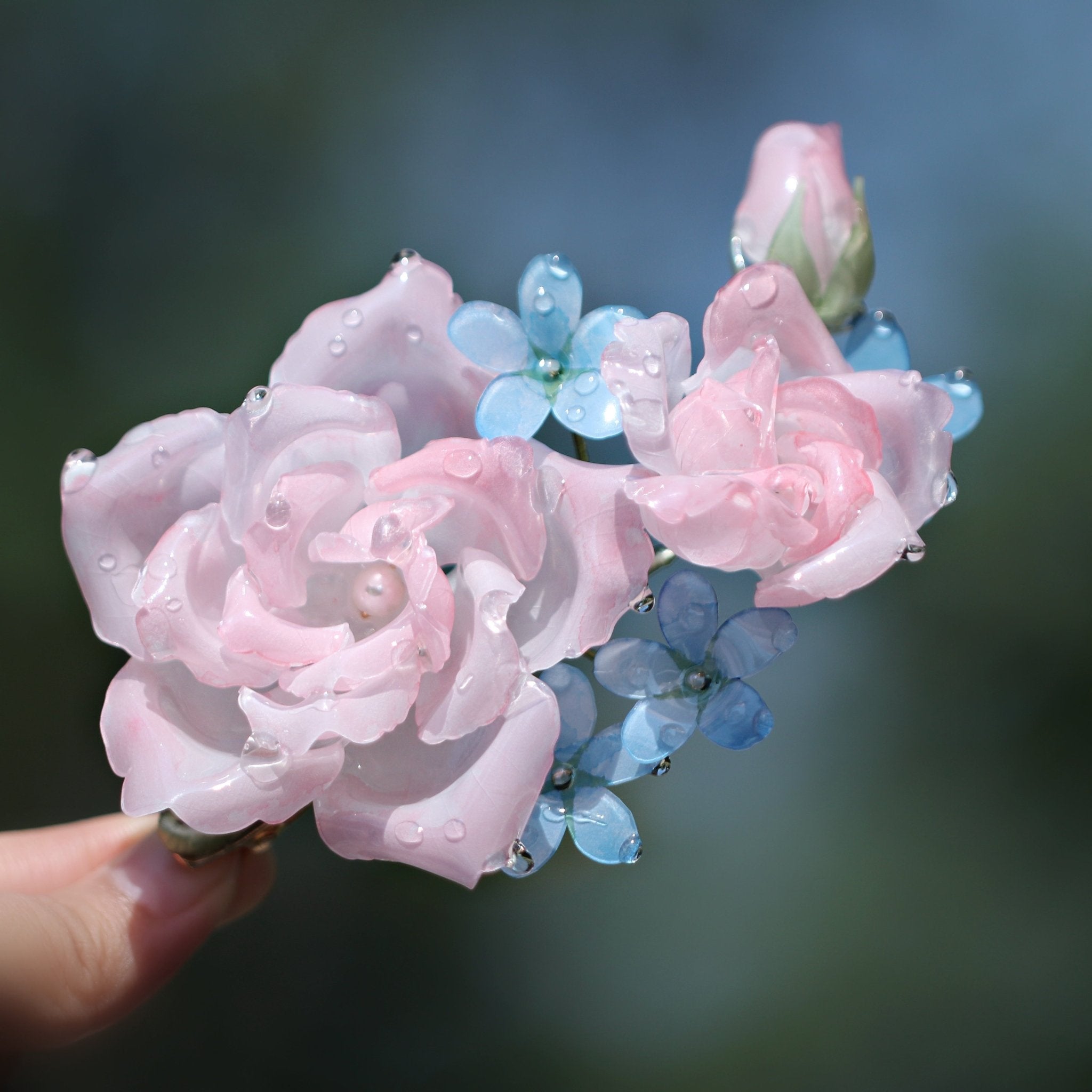Blush Rose Bluebell Flower Hair ClipHair ClipsJewelryBlossomuniqueflowerearringsgiftforhermothergiftdaughtergiftbirthdaygiftanniversarygift