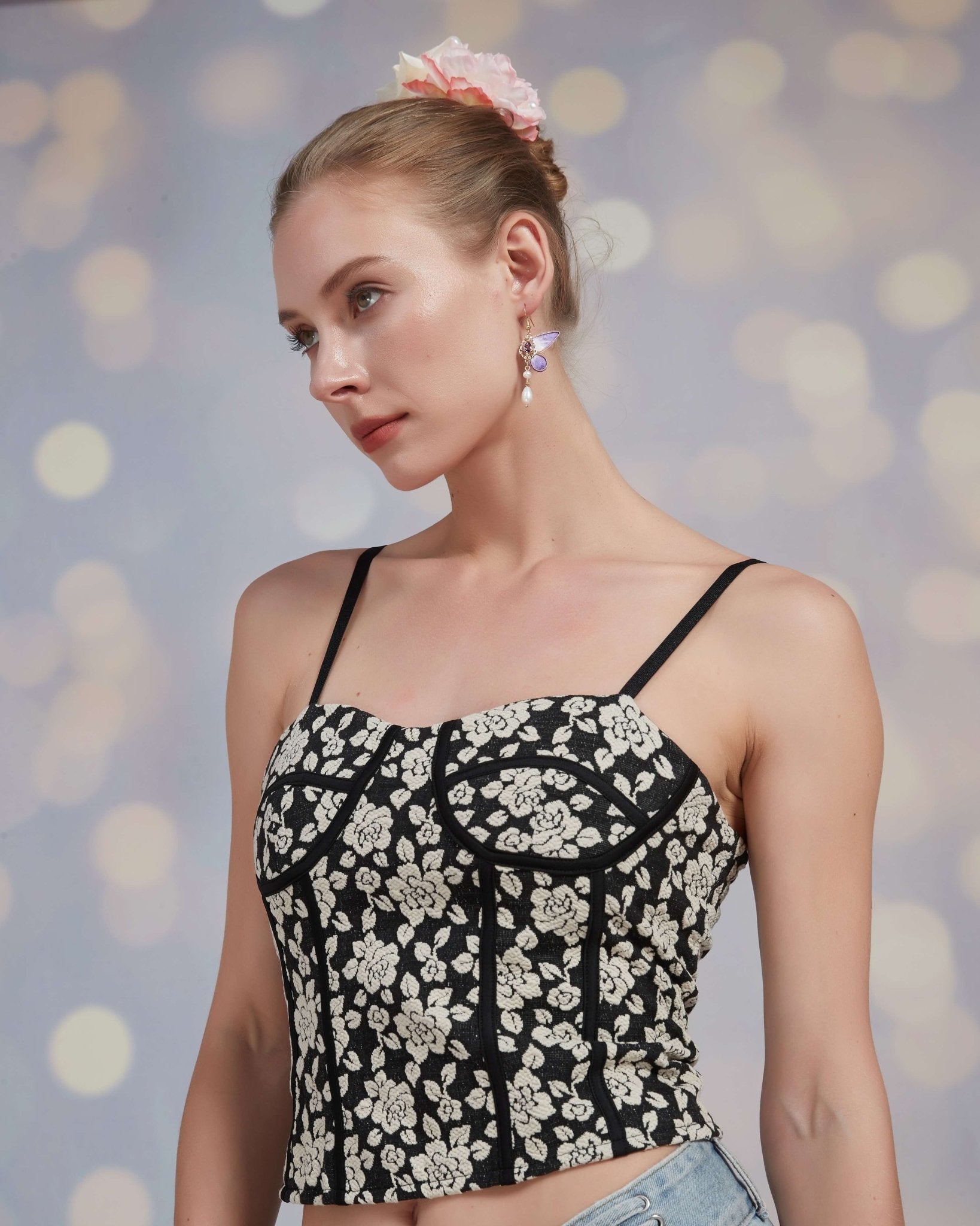 Camellia Garden Bloom Corset Bra TopClothingJewelryBlossomuniqueflowerearringsgiftforhermothergiftdaughtergiftbirthdaygiftanniversarygift