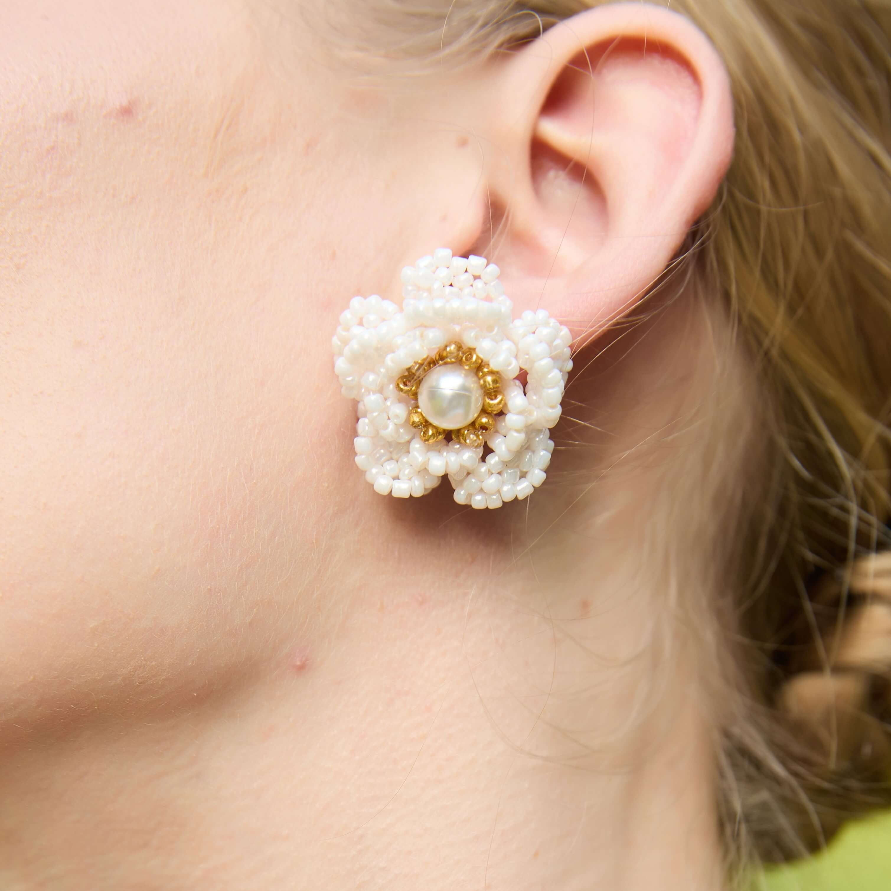Camellia Pearl Beaded Earrings
