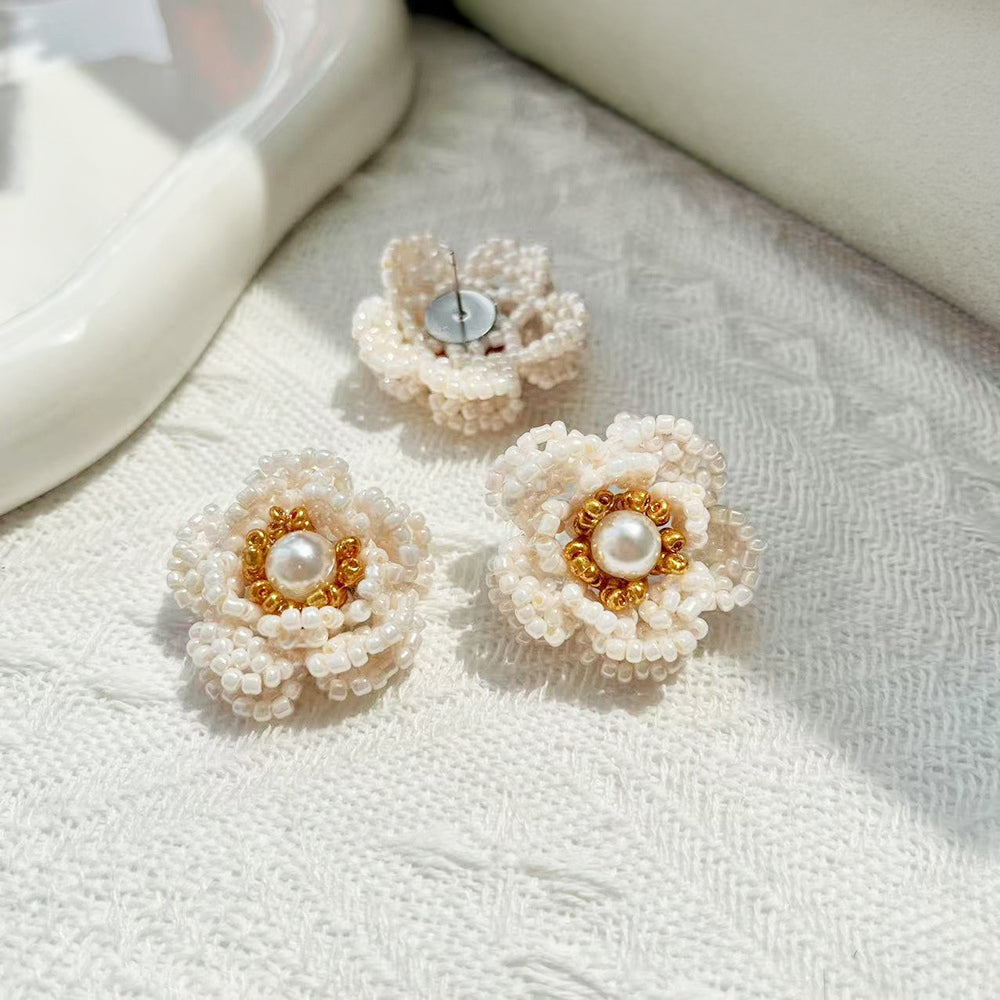 Camellia Pearl Beaded Earrings