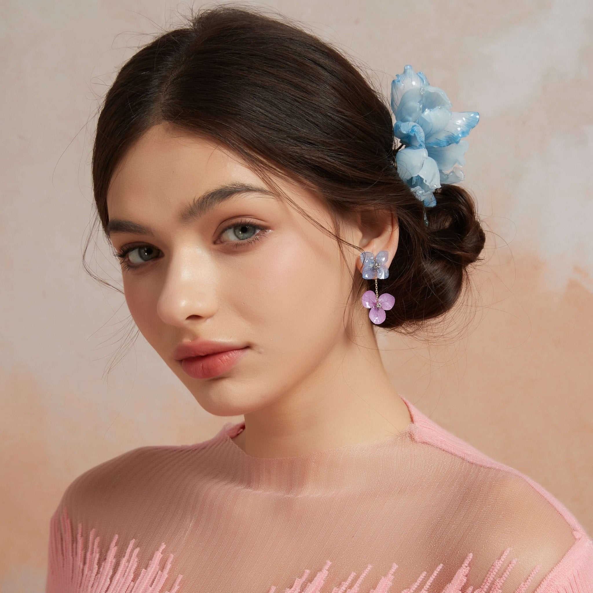 Celestial Blue Iris Hair Barrette ClipHAIRJewelryBlossomuniqueflowerearringsgiftforhermothergiftdaughtergiftbirthdaygiftanniversarygift