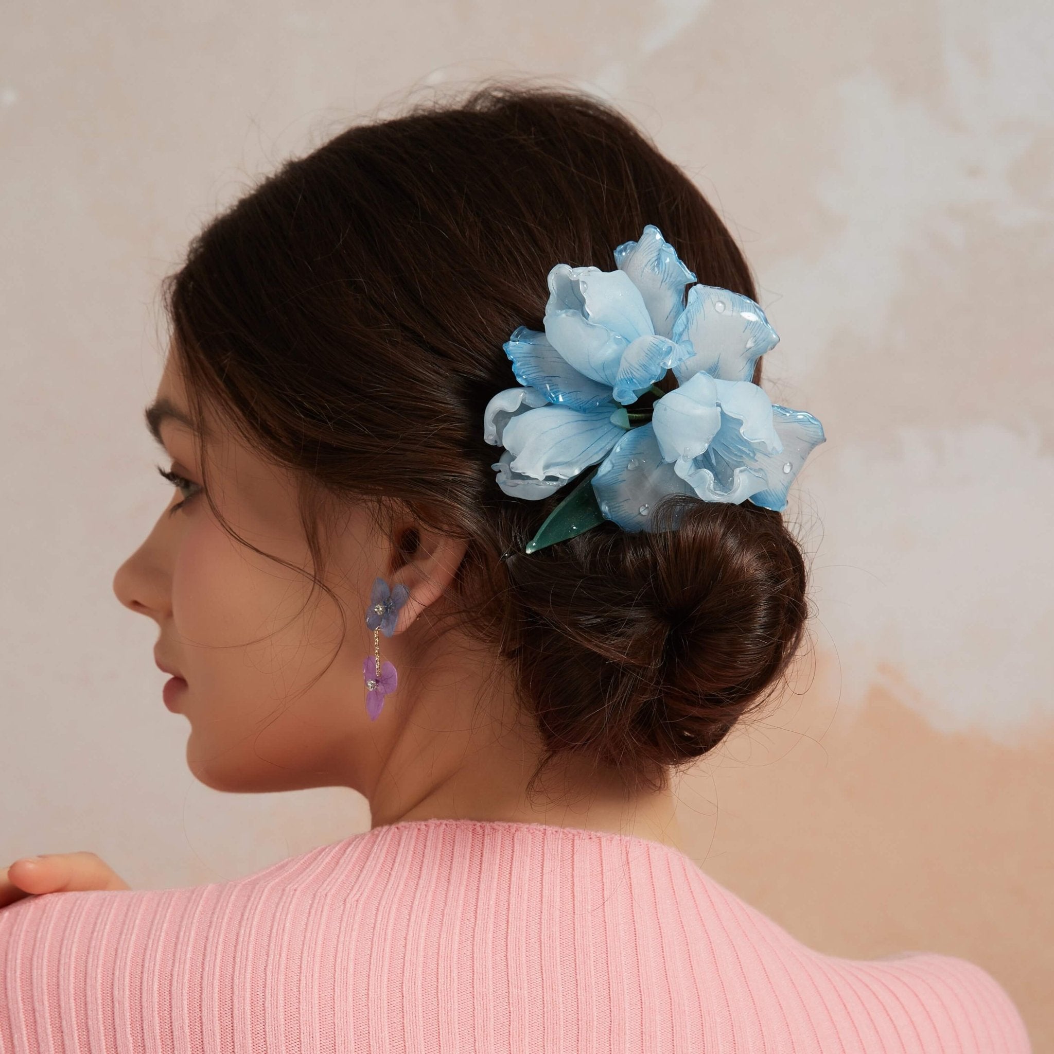 Celestial Blue Iris Hair Barrette ClipHAIRJewelryBlossomuniqueflowerearringsgiftforhermothergiftdaughtergiftbirthdaygiftanniversarygift