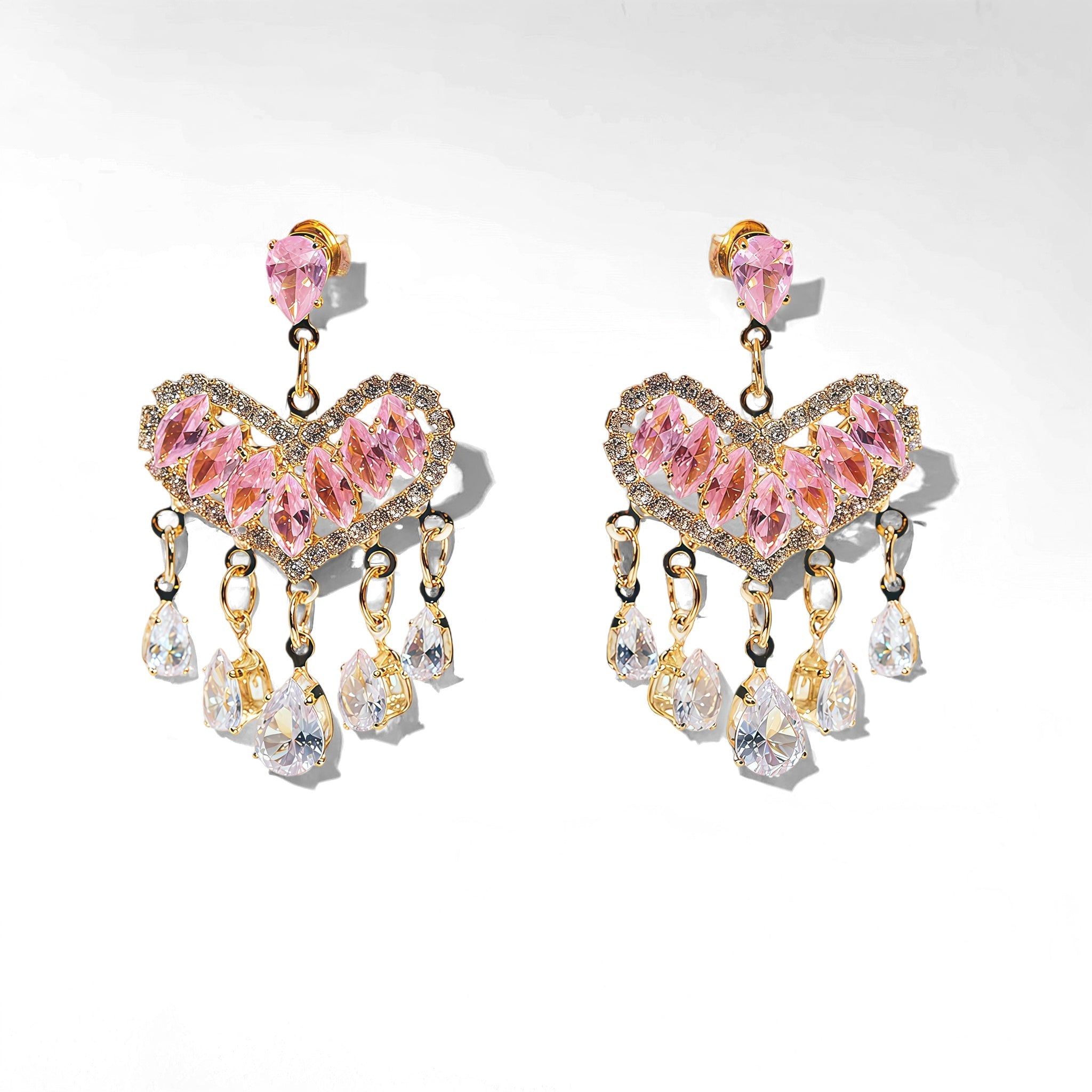 Chandelier Heart Drop EarringsEarringsJewelryBlossomuniqueflowerearringsgiftforhermothergiftdaughtergiftbirthdaygiftanniversarygift