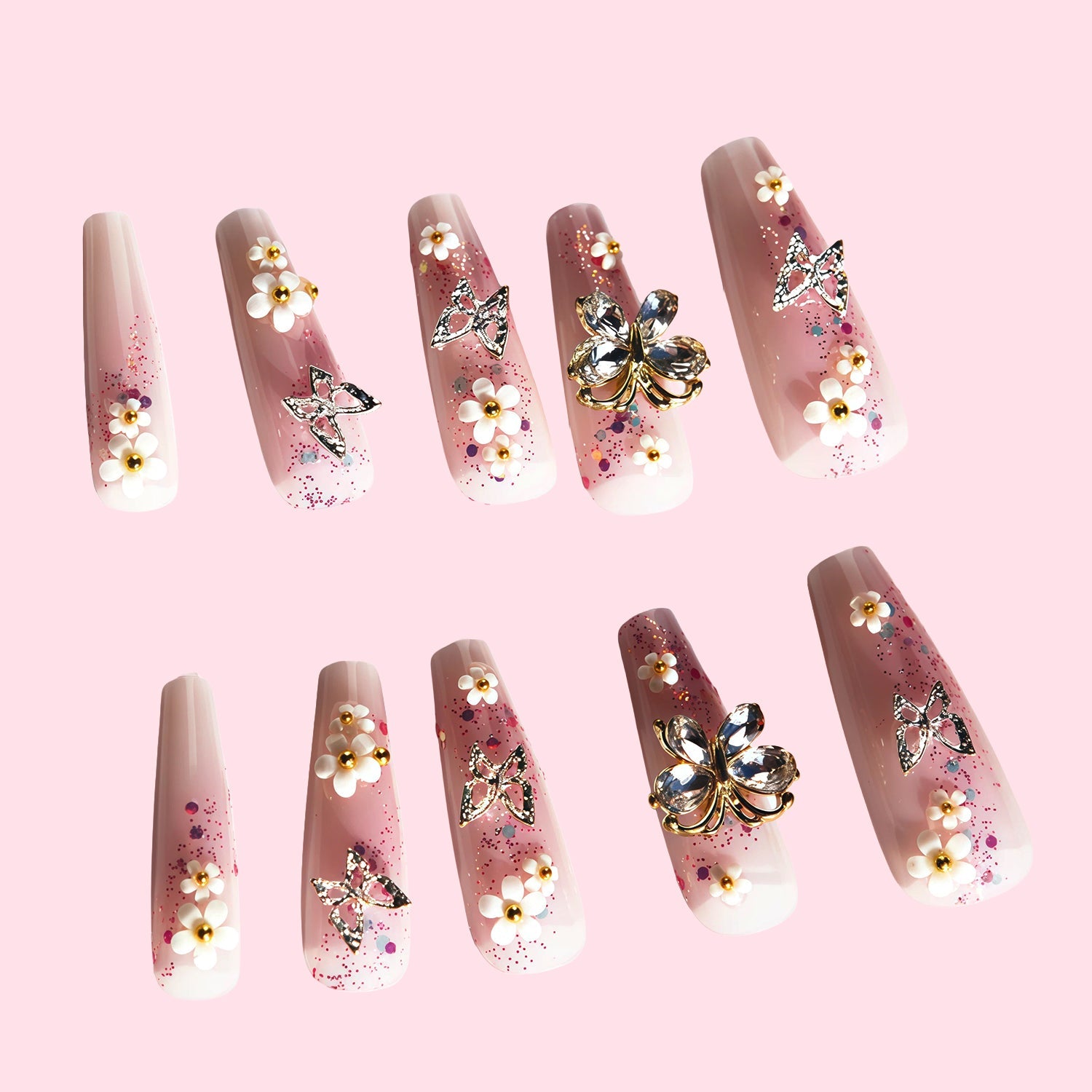 Cherry Blossom Garden Butterfly Nail SetJewelryBlossomuniqueflowerearringsgiftforhermothergiftdaughtergiftbirthdaygiftanniversarygift