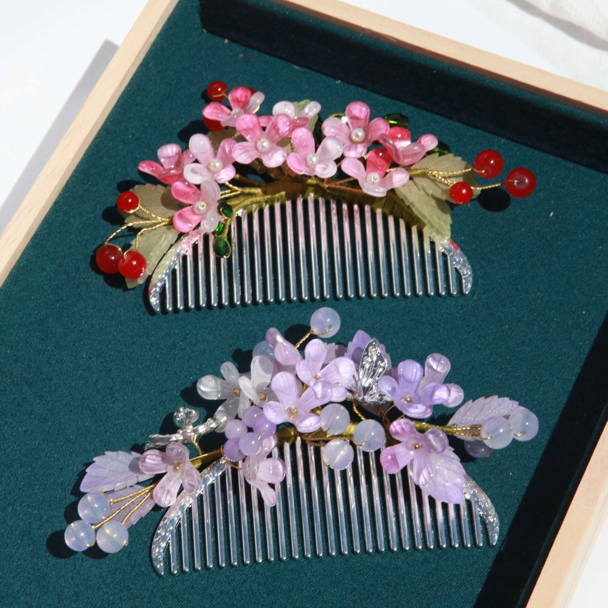 Cherry Blossom Garden Hair CombHair ClipsJewelryBlossomuniqueflowerearringsgiftforhermothergiftdaughtergiftbirthdaygiftanniversarygift