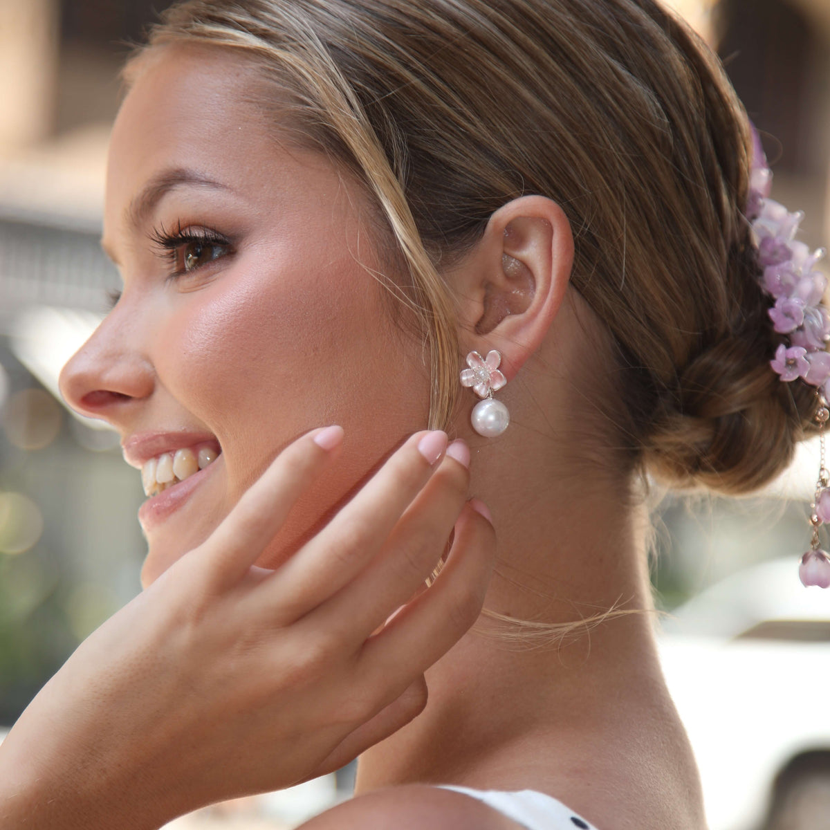Blush Sakura Pearl Drop Earrings
