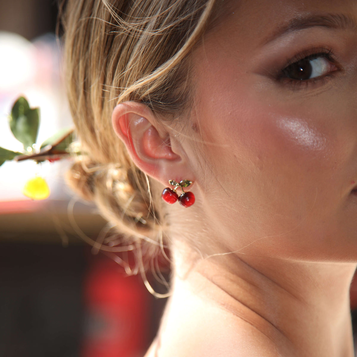Ruby Orchard Cherry Stud Earrings