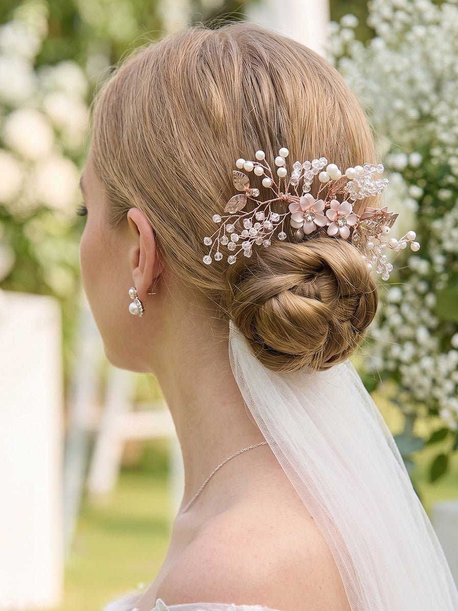 Clara Gold CombHair ClipsJewelryBlossomuniqueflowerearringsgiftforhermothergiftdaughtergiftbirthdaygiftanniversarygift