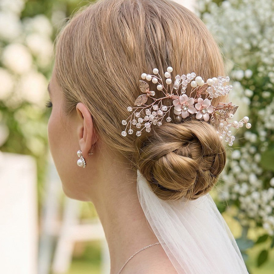Clara Gold Comb Hair Clips JewelryBlossom flowerjewelry weddingjewelry bridaljewelry weddinggift bridemaidgiftgiftforher mothergift daughtergift birthdaygift anniversarygi