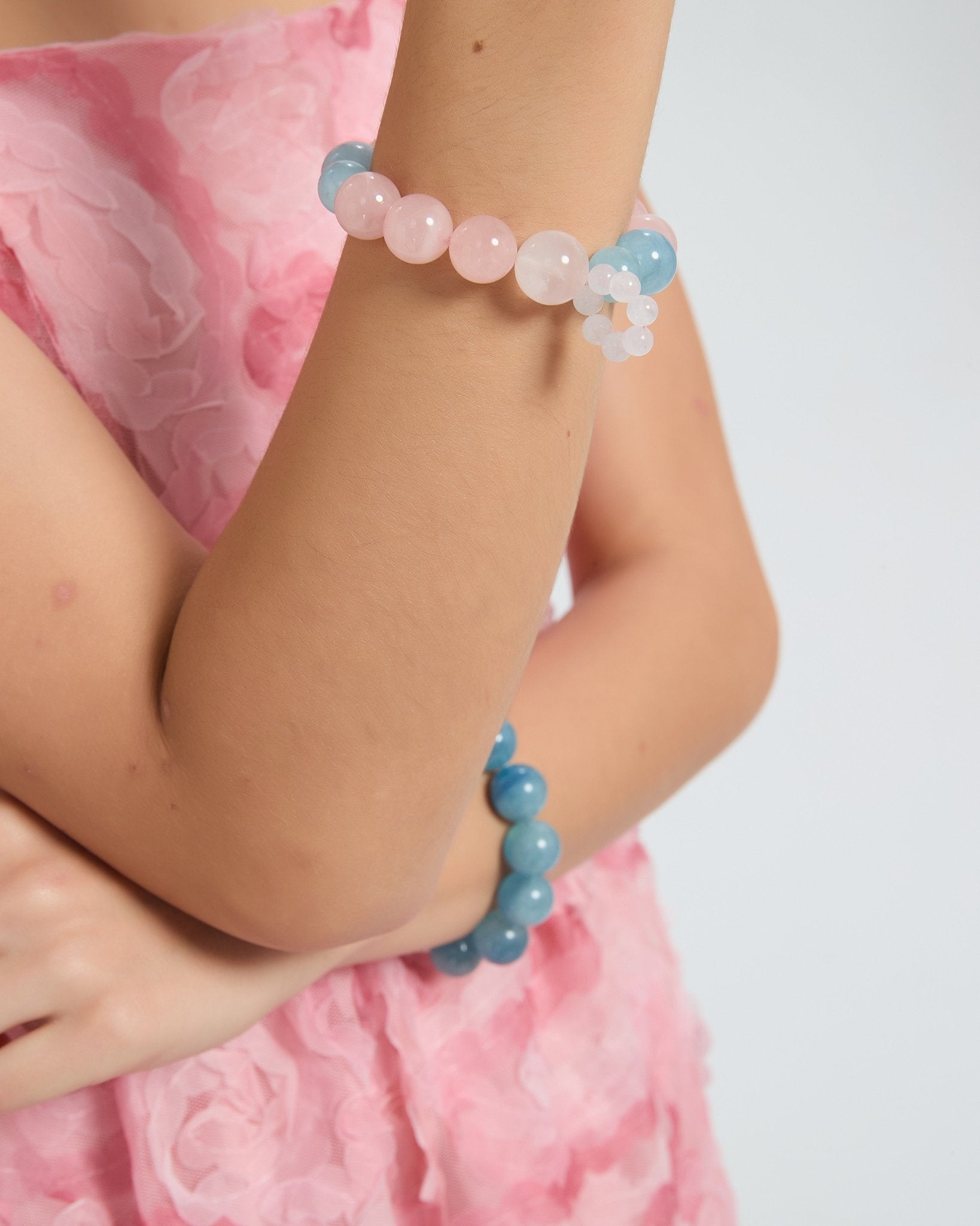 Coastal Sunset Rose Quartz Aquamarine Large Crystal BraceletBraceletJewelryBlossomuniqueflowerearringsgiftforhermothergiftdaughtergiftbirthdaygiftanniversarygift