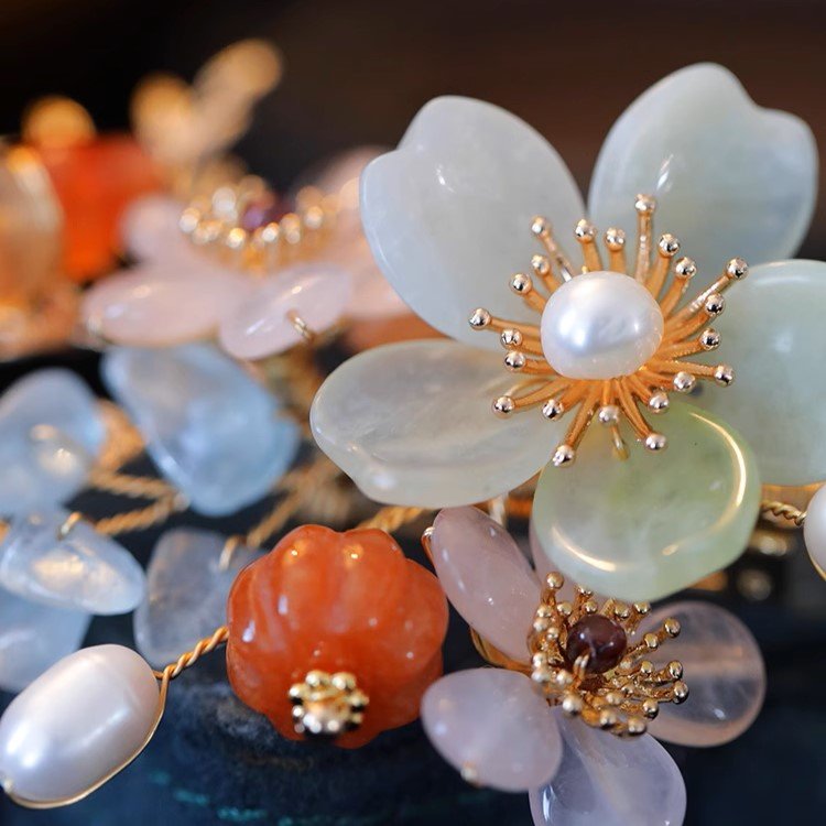 Crystal Garden Flower Brooch/ Final SalebroochJewelryBlossomuniqueflowerearringsgiftforhermothergiftdaughtergiftbirthdaygiftanniversarygift