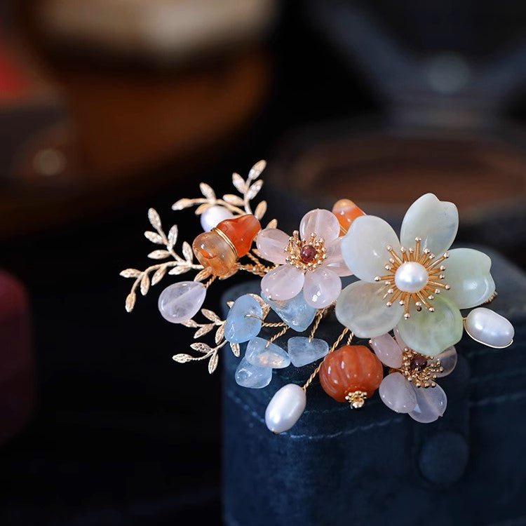 Crystal Garden Flower Brooch/ Final SalebroochJewelryBlossomuniqueflowerearringsgiftforhermothergiftdaughtergiftbirthdaygiftanniversarygift