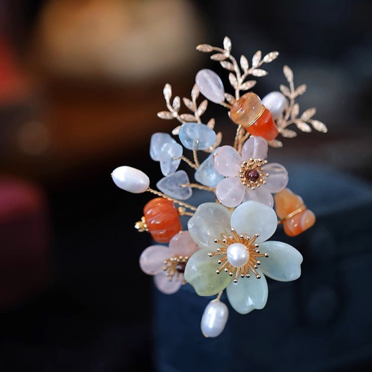 Crystal Garden Flower Brooch/ Final SalebroochJewelryBlossomuniqueflowerearringsgiftforhermothergiftdaughtergiftbirthdaygiftanniversarygift