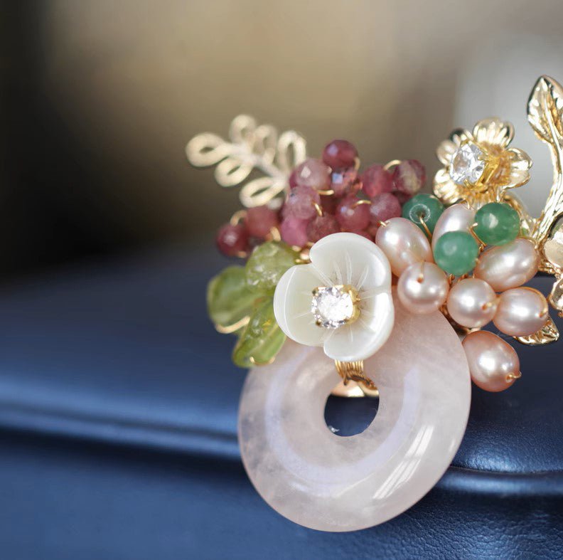 Crystal Garden Pearl Flower Brooch/ Final SalebroochJewelryBlossomuniqueflowerearringsgiftforhermothergiftdaughtergiftbirthdaygiftanniversarygift