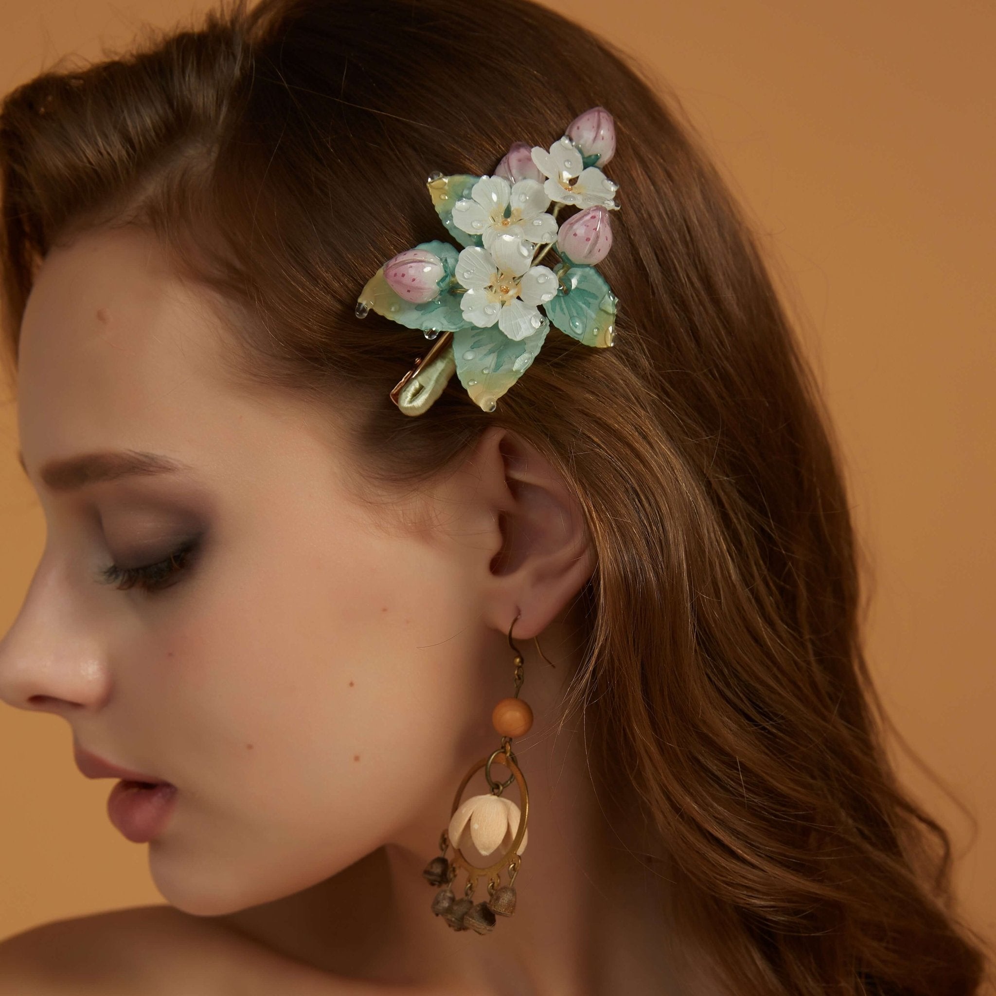 Dewdrop Berry Blossom Hair ClipHair ClipsJewelryBlossomuniqueflowerearringsgiftforhermothergiftdaughtergiftbirthdaygiftanniversarygift