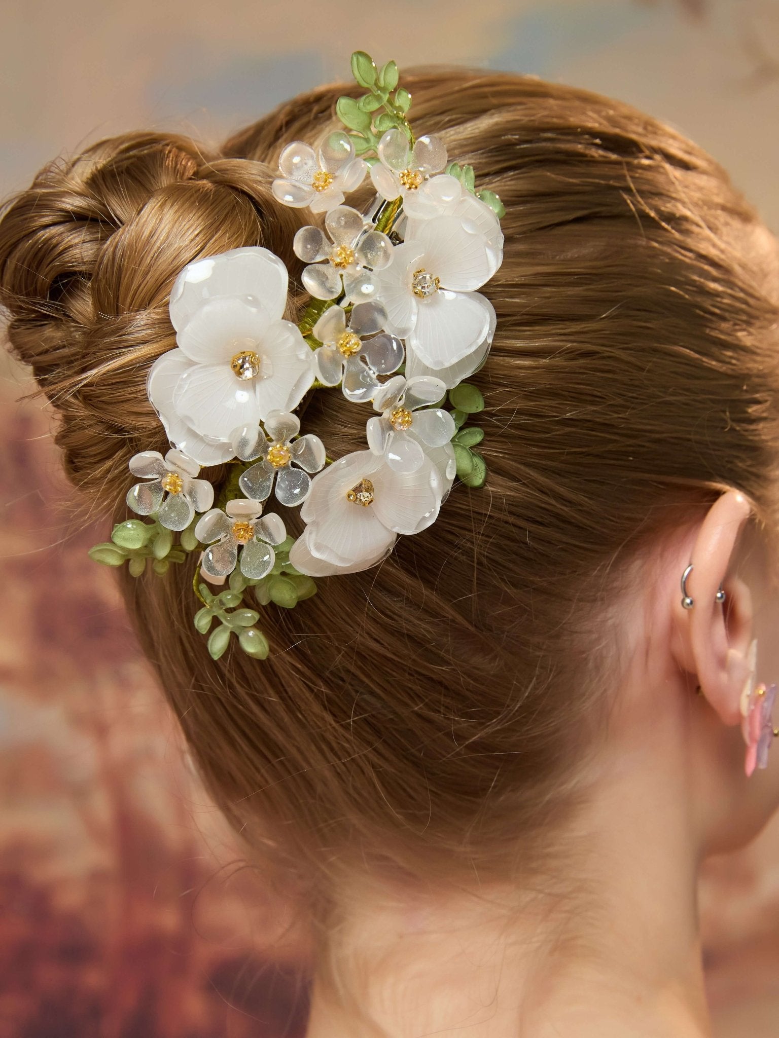 Dewdrop Orchid Floral Hair Barrette ClipHAIRJewelryBlossomuniqueflowerearringsgiftforhermothergiftdaughtergiftbirthdaygiftanniversarygift