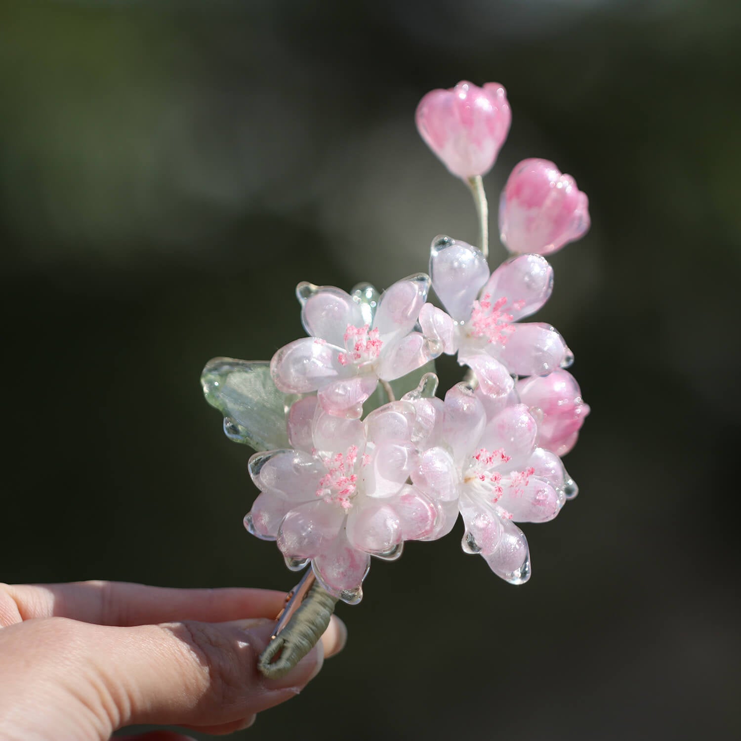 Dewdrop Sakura Blossom Hair ClipHair ClipsJewelryBlossomuniqueflowerearringsgiftforhermothergiftdaughtergiftbirthdaygiftanniversarygift
