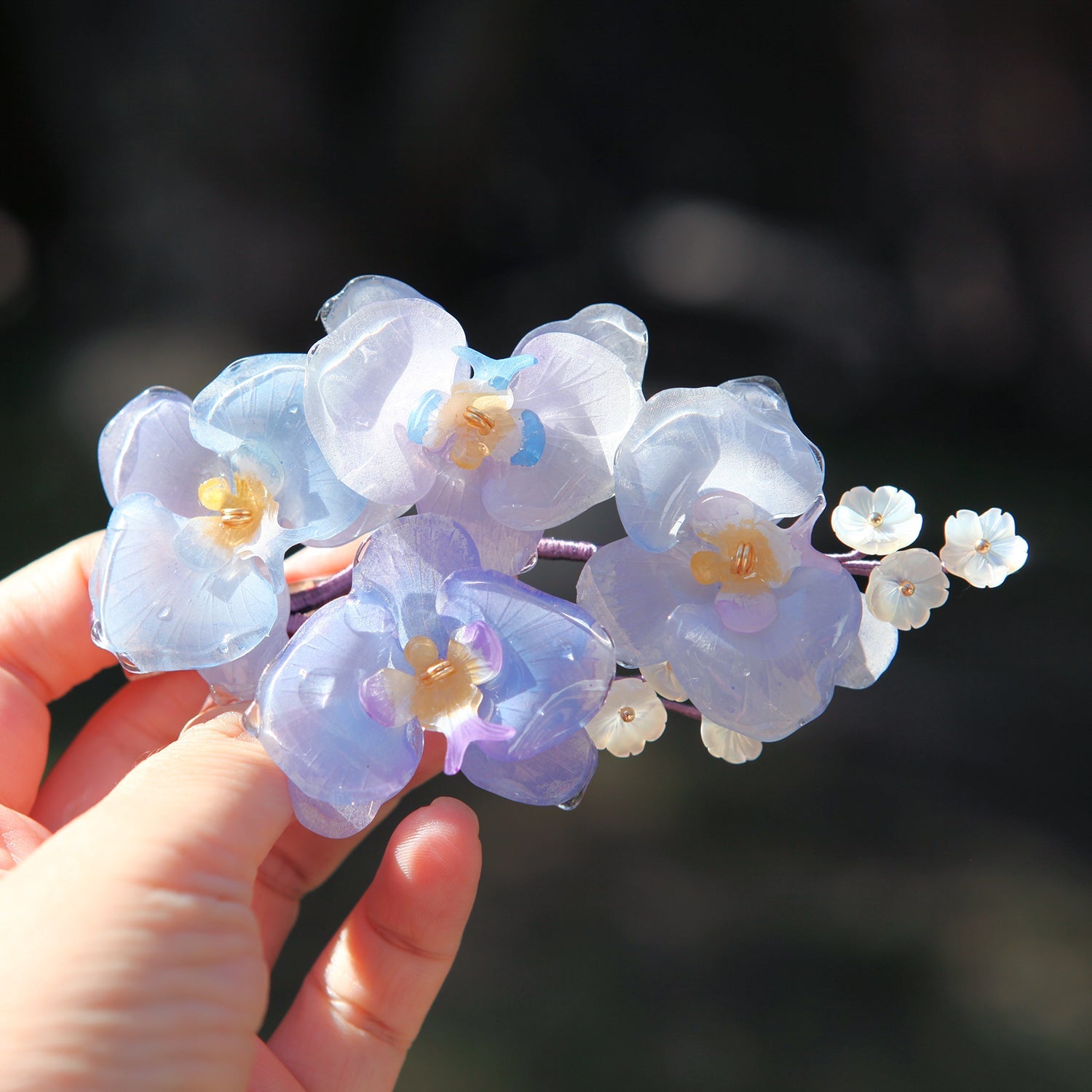 Dream Orchid Garden Hair ClipHair ClipsJewelryBlossomuniqueflowerearringsgiftforhermothergiftdaughtergiftbirthdaygiftanniversarygift